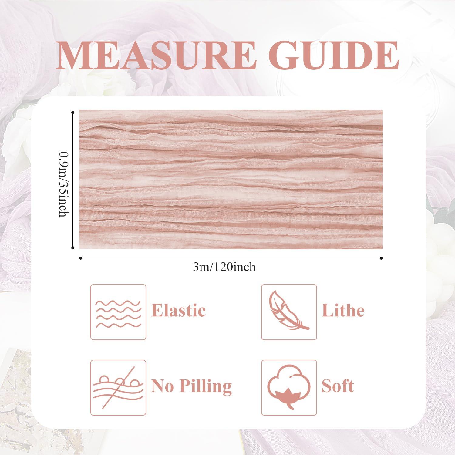 Asee\'m Asee\'m 4pcs Cheesecloth Table Runner 120 Inches Long Dusty Pink Boho Gauze Cheese Cloth Runner 10FT Rustic Sheer Table Runners for Christmas Wedding Party Baby Shower Spring Easter Decoration