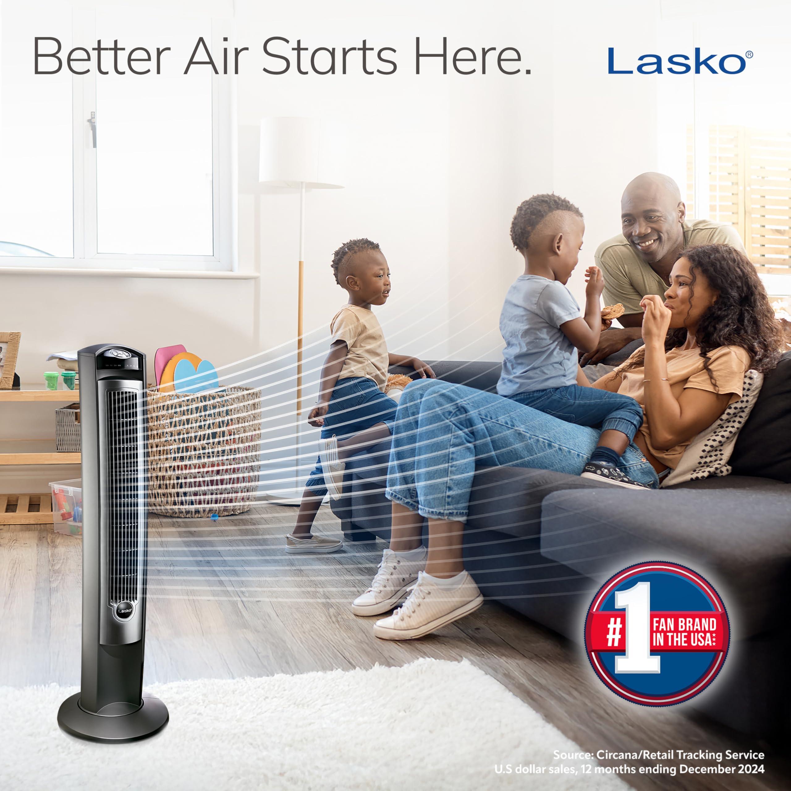 Lasko Lasko Oscillating Tower Fan, Quiet Fans with Remote, for Bedroom, Living Room, Office, Tower Fan with Remote, 3-Speed Timer, 42, Silver T42951