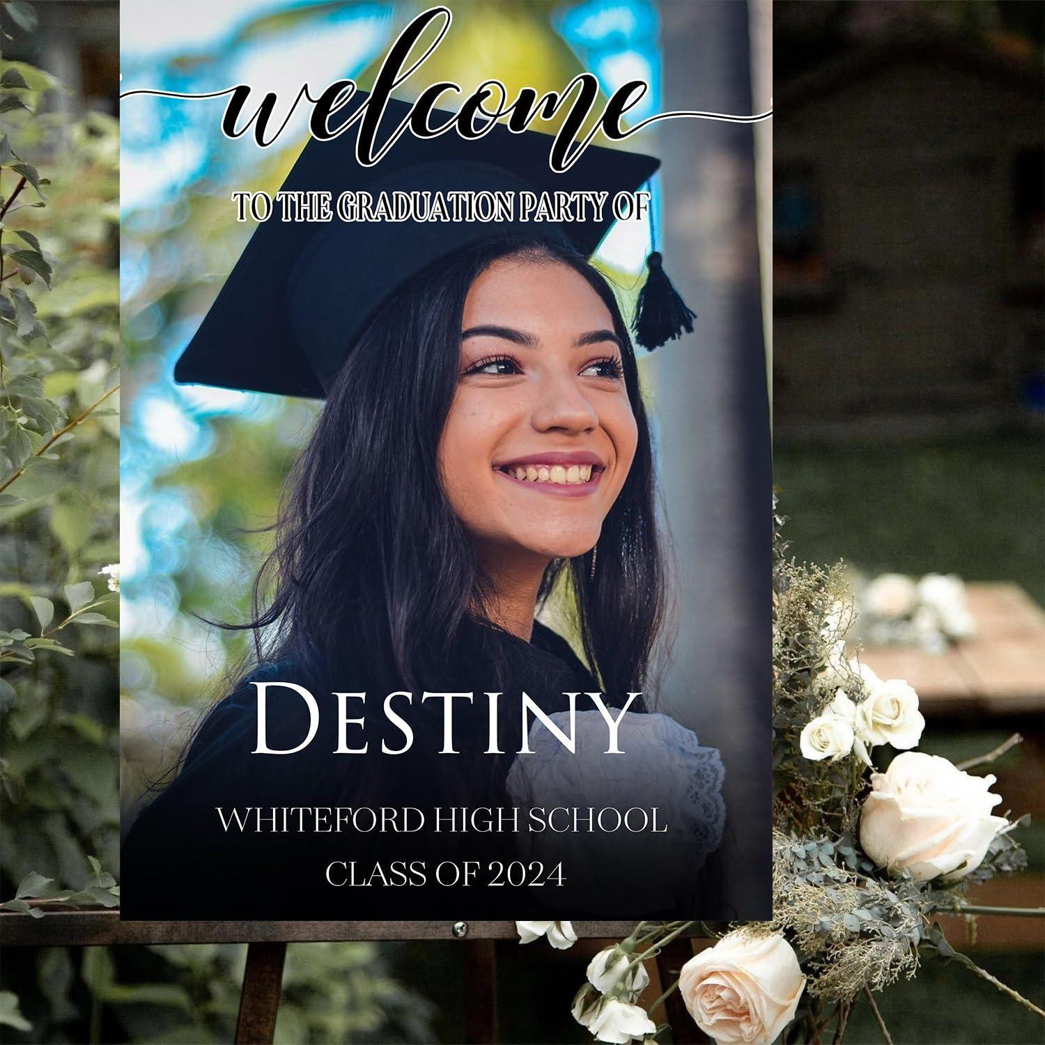 HGLIU Photo Boho Custom Graduation Yard Signs, Personalized Yard Sign Graduation, Personalized Graduation Yard Signs, Graduation Custom Sign, Custom Graduation Signs #26