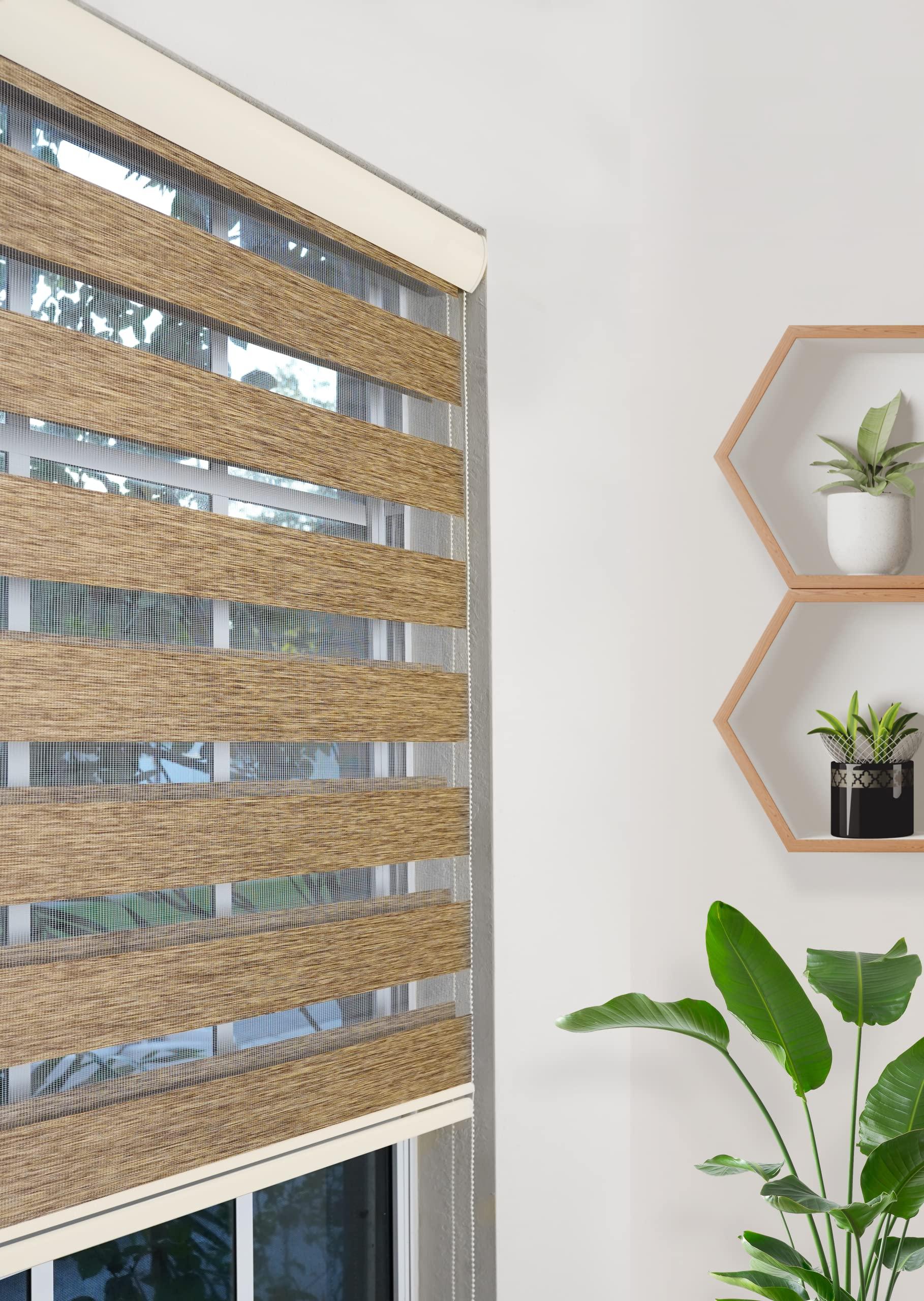 Pinecrest Home Goods Pinecrest Home Goods Dual Layer Light Filtering Roller Shades (Corded) (Brown, 71 W x 78 H)