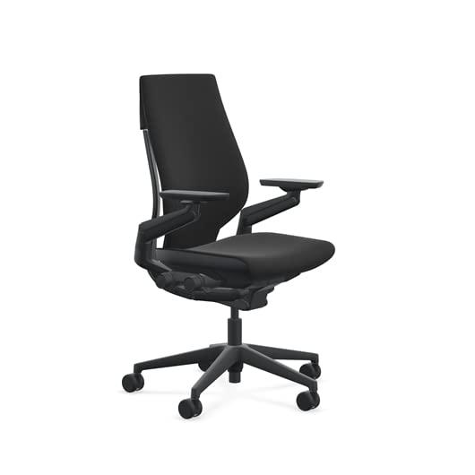 Steelcase Steelcase Gesture Office Chair - Era Onyx Fabric, Low Seat Height, Wrapped Back, Black on Black Frame, Lumbar Support, and Standard Carpet Casters