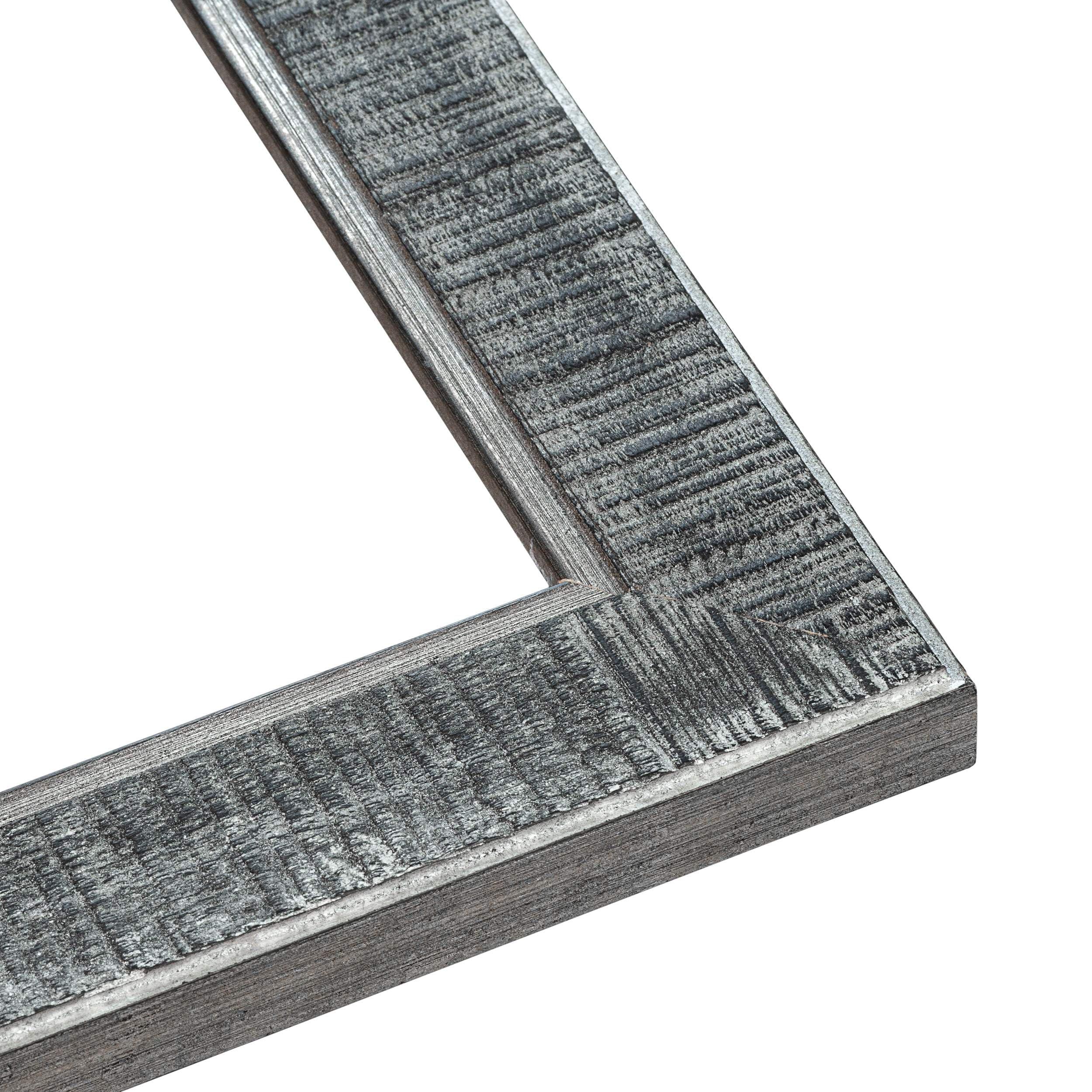 CustomPictureFrames.com 23x16 Frame Silver Black Rustic Sonoma Solid Wood Picture Frame | 1.5 Inch Moulding Width | Complete with UV Acrylic Plexiglass, Foam Board Backing & Hanging Hardware Included