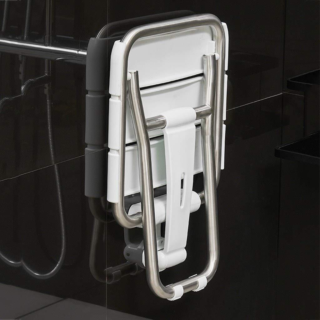 RTY-BY RTY-BY Foldable Wall Shower Stools and Chair Wall Mounted Folding Shower Seat Bath Bench Change Shoes Stool for Elderly/Disabled Anti-Slip, Stainless Steel Legs and Plastic Seat