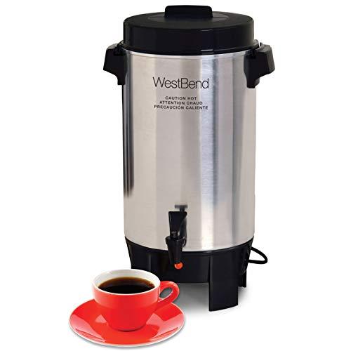 West Bend West Bend 58002 Highly Polished Aluminum Commercial Coffee Urn Features Automatic Temperature Control Large Capacity with Quick Brewing Easy Prep and Clean Up, 42-Cup, Silver