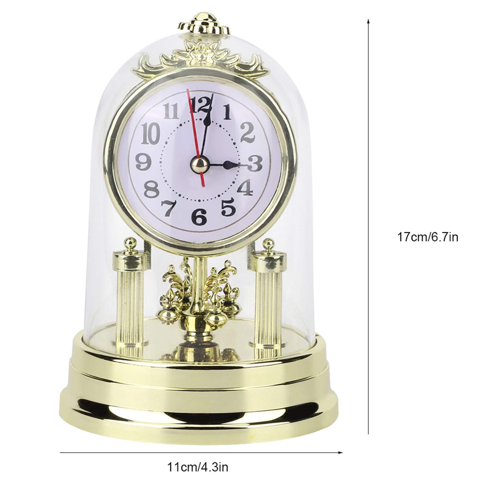 Honio Honio Clock Retro Glass Desk Clock Antique Room for Mute Retro Cover Stand Retro Decorated Table Clock Sundial Clocks (Gold)