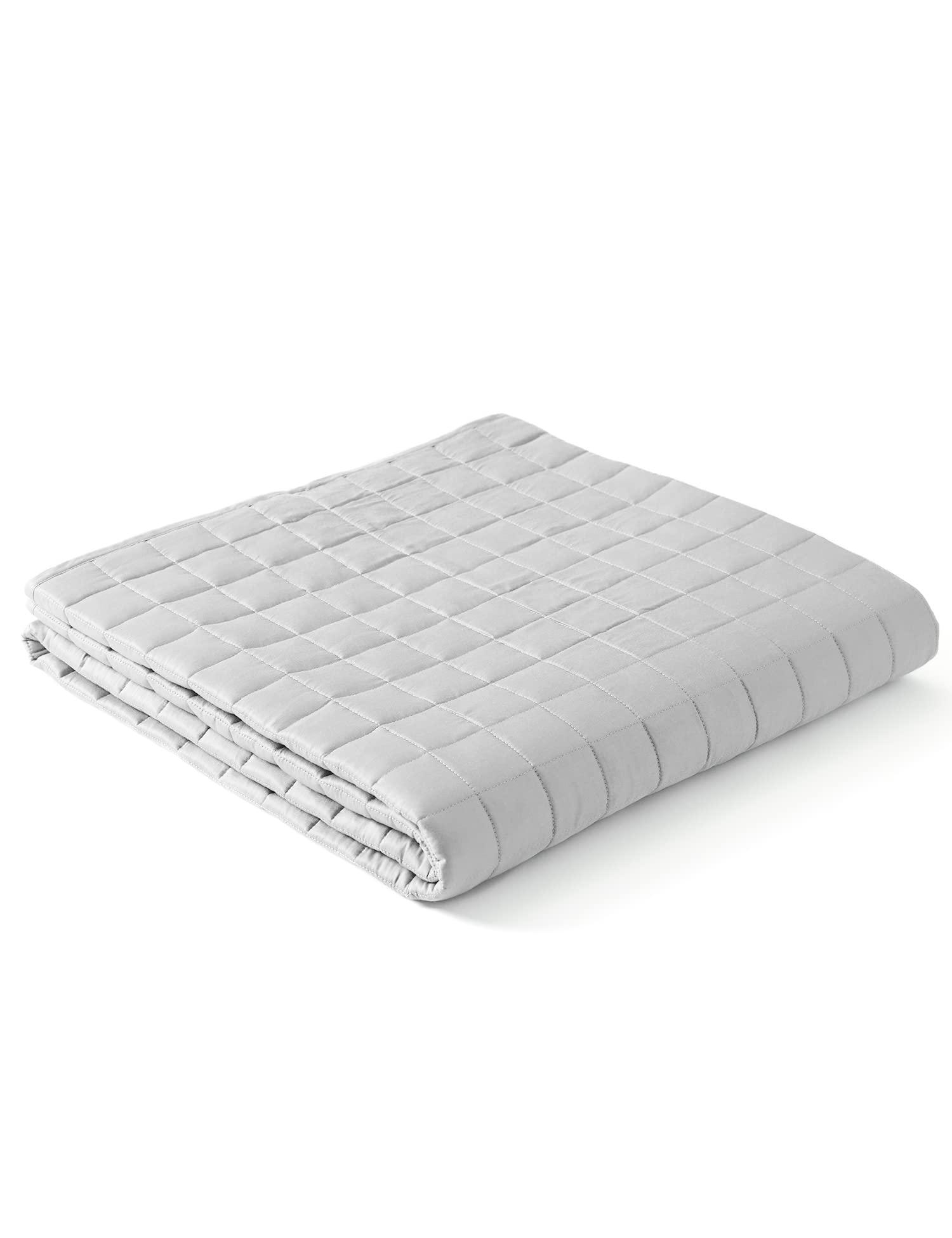 YnM YnM Exclusive Cooling Weighted Blanket,Smallest Compartments, Bed Blanket for One Person of 140lbs, Ideal for Queen/King Bed (60x80 Inches, 15 Pounds, Light Grey)