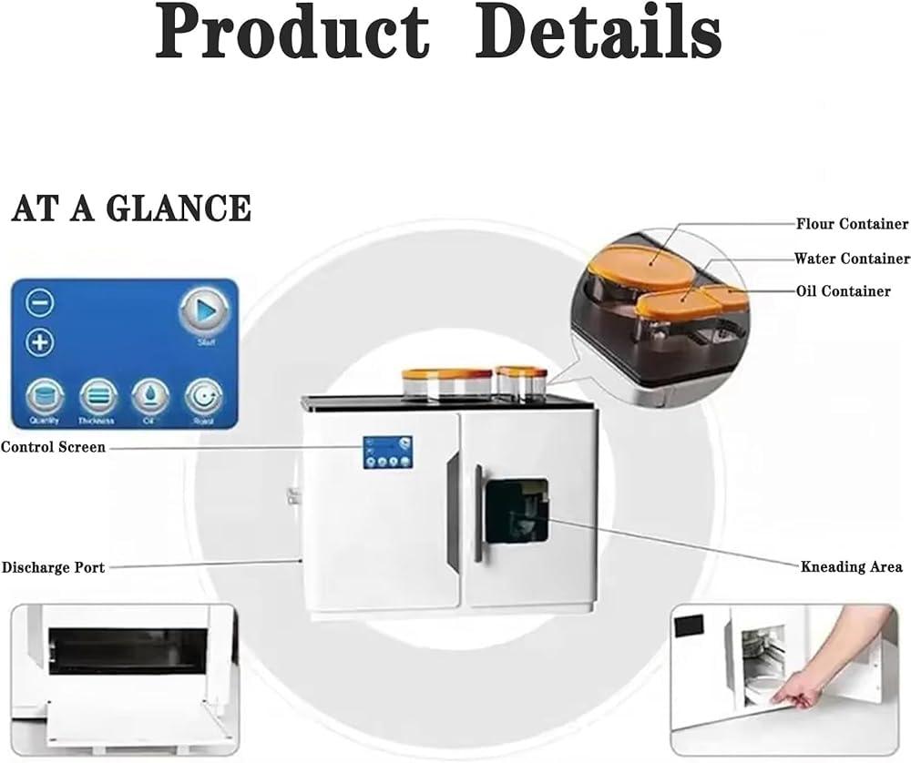 GYDUHYE GYDUHYE Fully Automatic Roti Maker, Electric Chapati Tortilla Pancake Making Machine, Intelligent Touch Screen, One Key to Make 20 Pcs/One Time for Chapati, Flour Tortilla, Dosa, Tawa