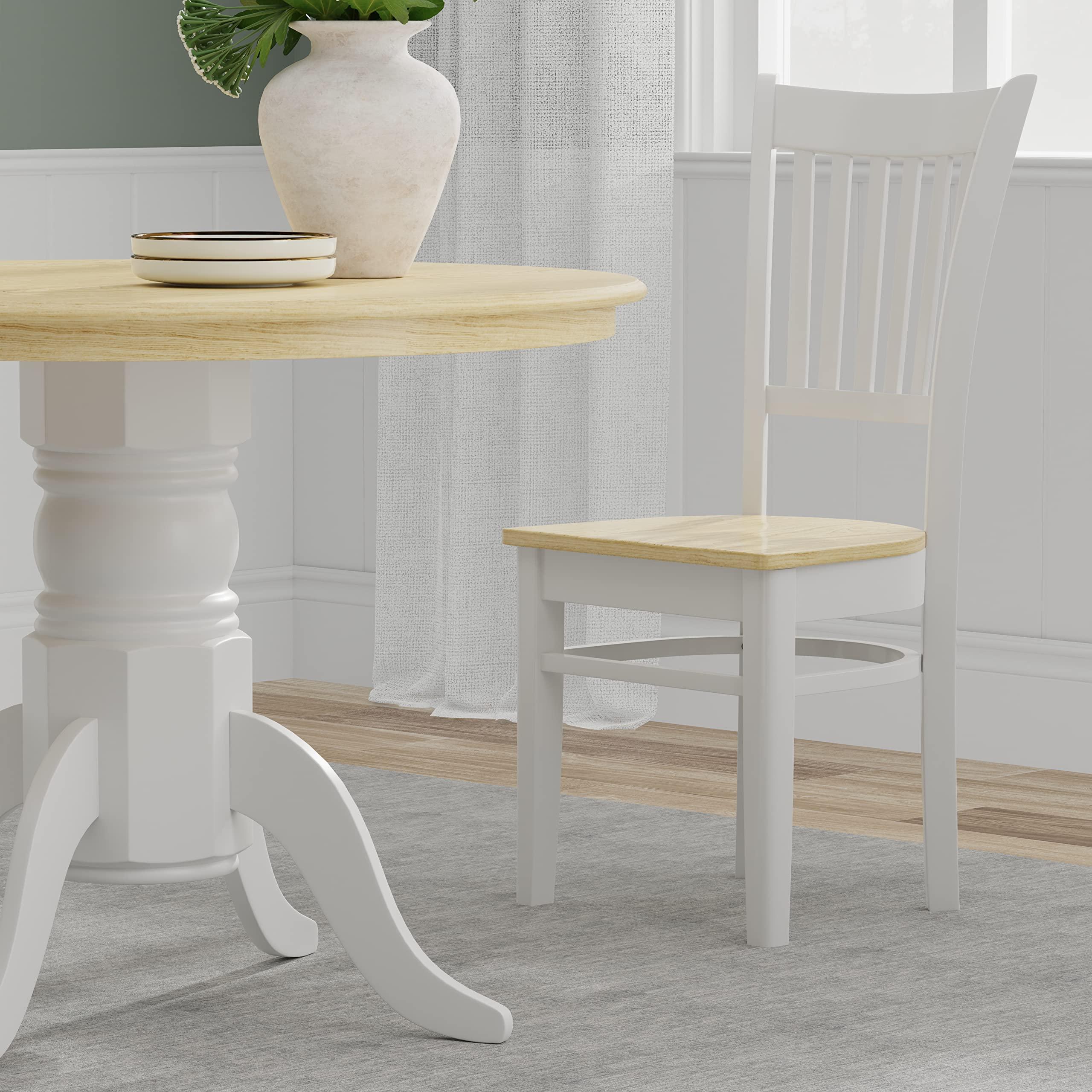 Glenwillow Home Glenwillow Home 5-PC - 42" Round Pedestal Dining Table + Spindle Back Dining Chairs Dining Set in White/Natural