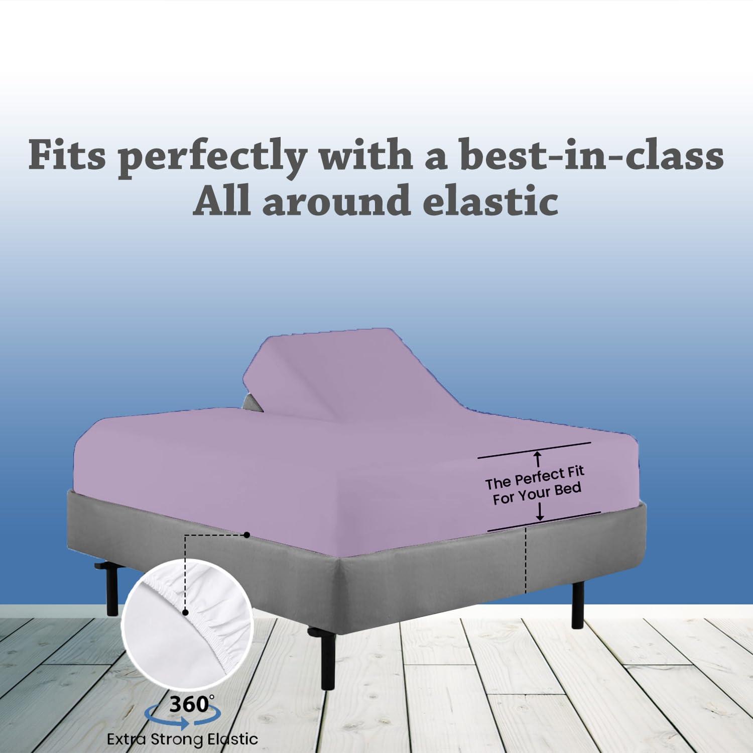 EGYLIN EGYLIN Split Head Sheets for Adjustable Bed 800 Thread Count Sheets Set - Sateen Weave Cool Breathable & Soft Queen/39 Top Split levender Solid 16 Inch Deep Pocket Bed Sheet