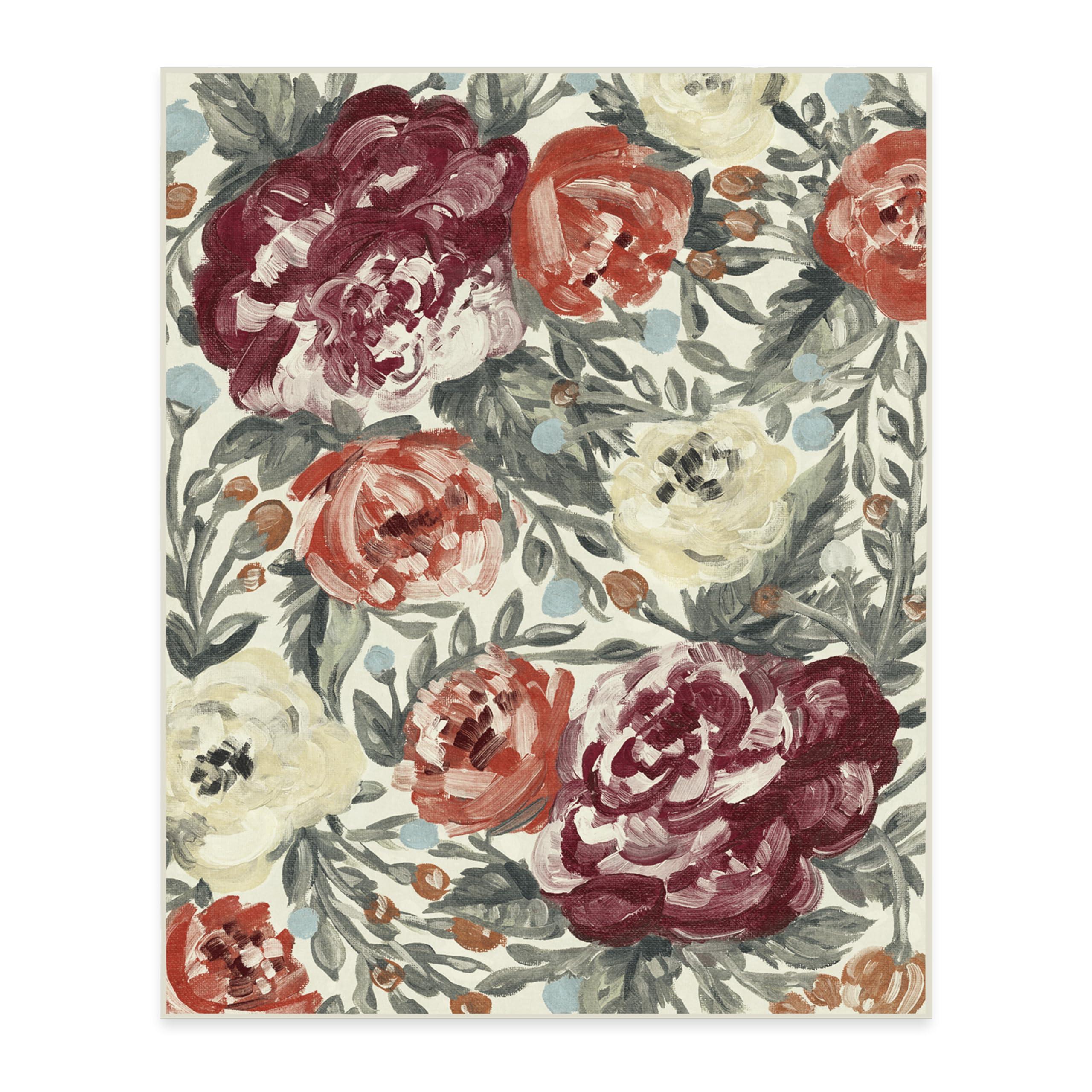 RUGGABLE RUGGABLE Washable 8x10 Large Area Rug, Camellia Currant, Premium Rugs for Living Room, Bedroom, Kitchen, Office, Classroom with Gripper Non Slip Pad