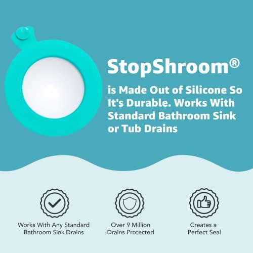 StopShroom StopShroom STBLU232 Universal Stopper Plug Cover for Bathtub, Bathroom and Kitchen Drains, Aqua