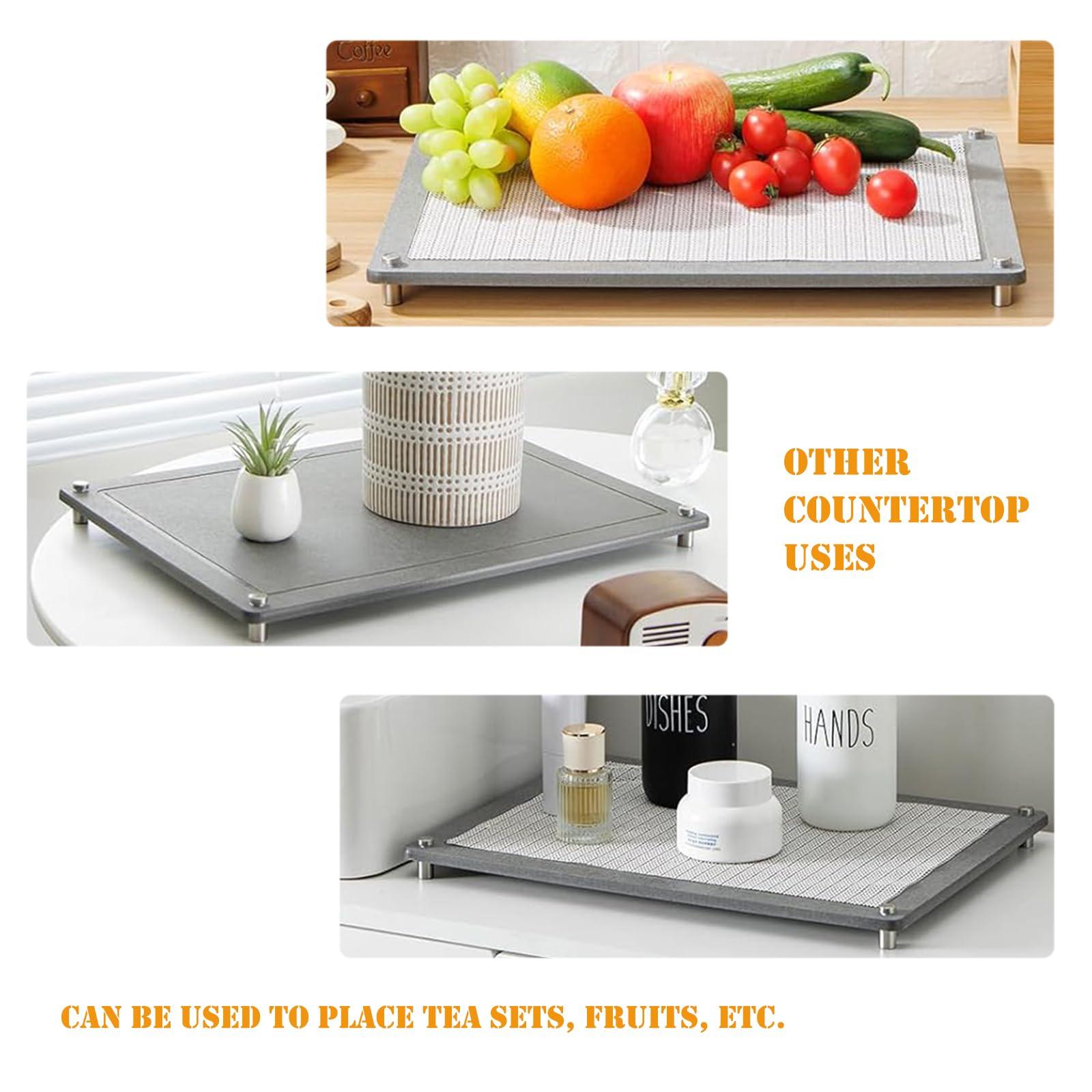 MZSPLENDIDY MZSPLENDIDY Stone Drying Mat for Kitchen Counter, Marble Dish Mat Drying Kitchen Mat with Non-Slip Legs, Ultra Absorbent Diatomaceous Earth Dish Drying Mat for Coffee, Dishes, Bathroom (Marble white)