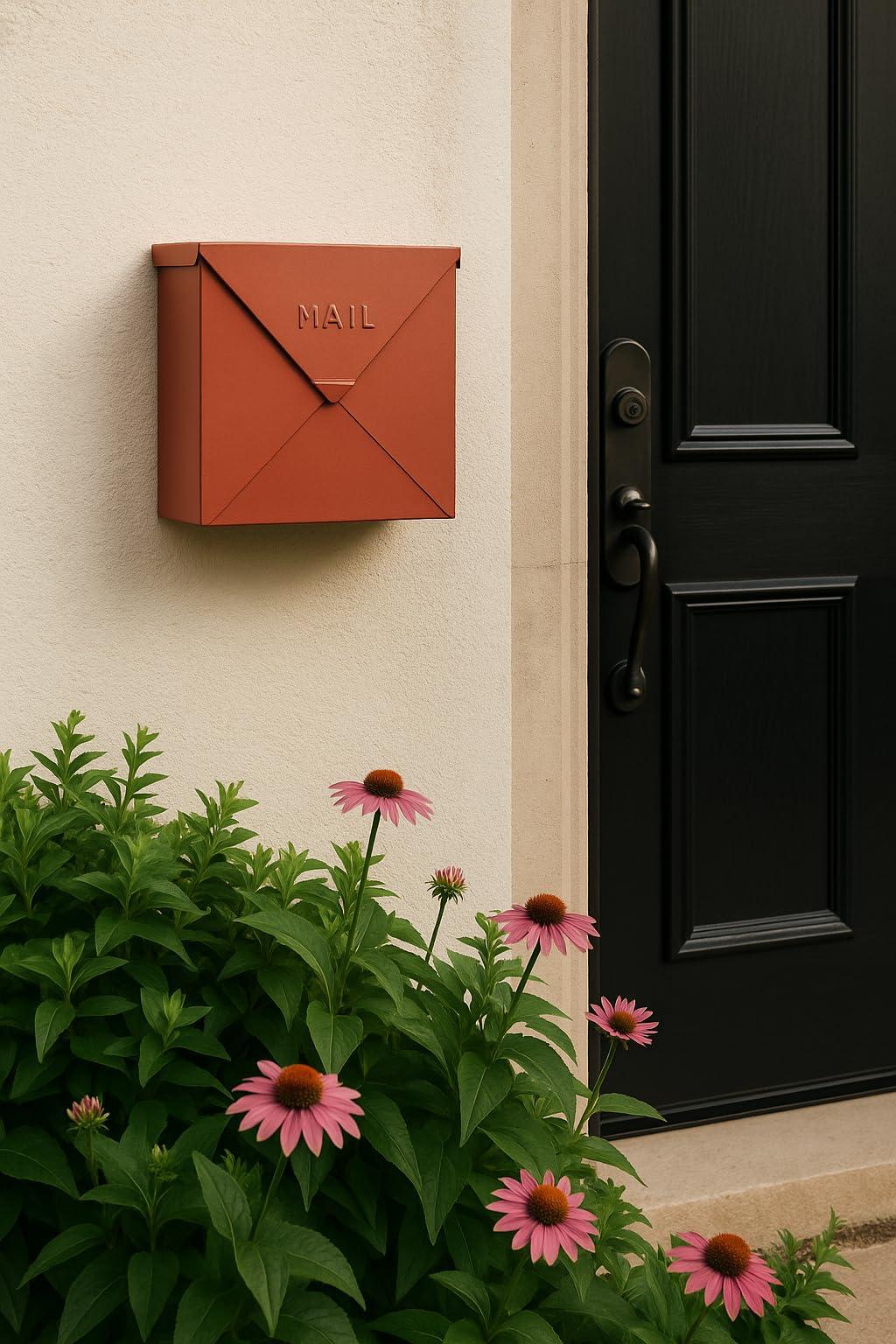 NACH NACH Mailboxes for Outside Wall Mount, 10 x 10 x 4 inch Copper Mail Boxes for House Outside, Waterproof Mailboxes for Outside - Chicago Style Mail Box