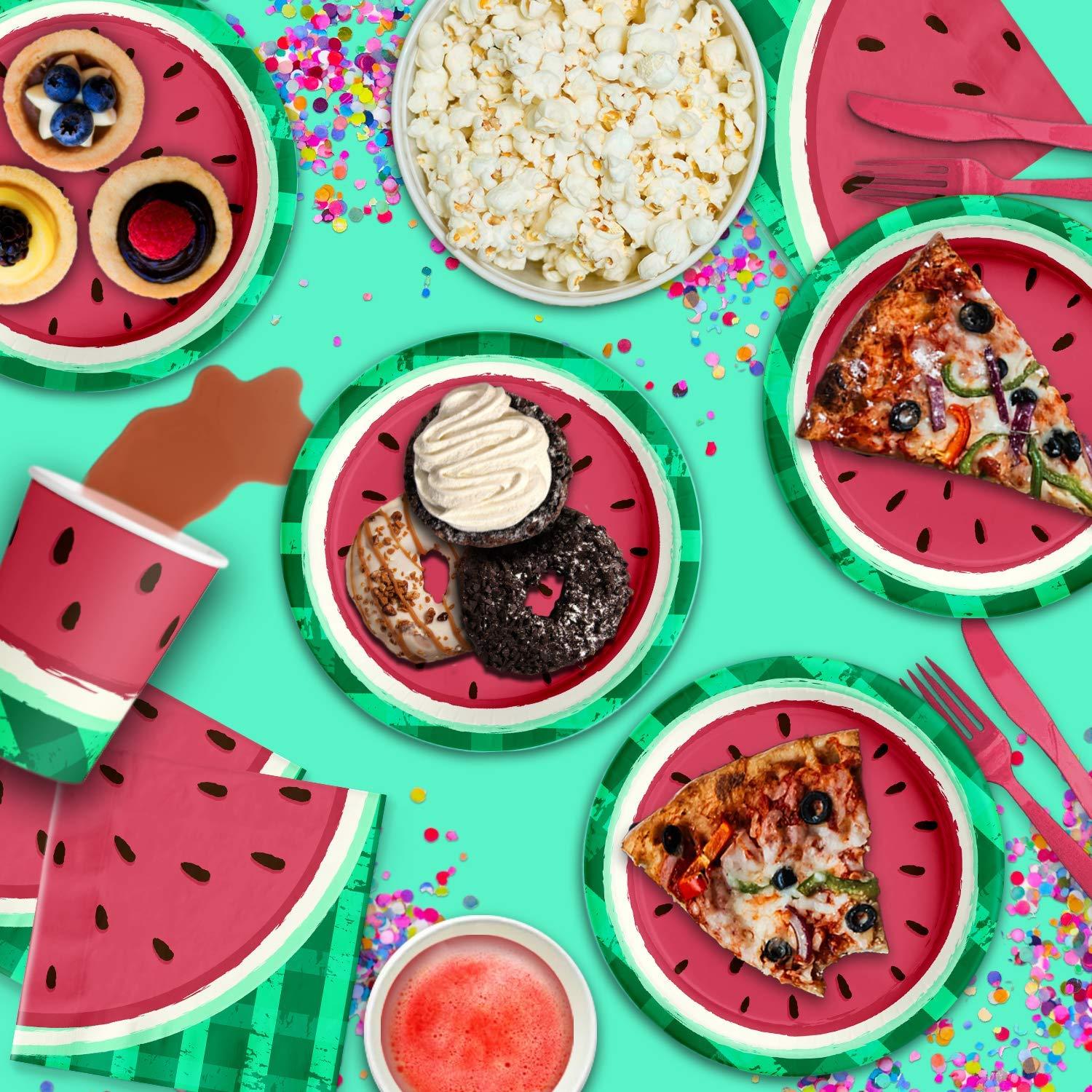 Birthday Galore Watermelon Birthday Party Supplies Set Plates Napkins Cups Tableware Kit for 16