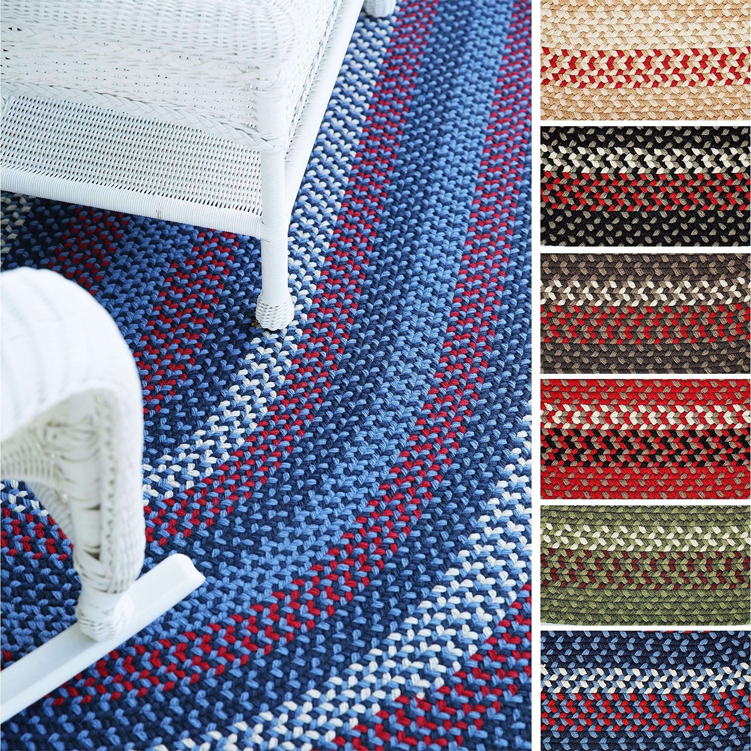 Rhody Rug Rhody Rug Mission Hill Indoor/Outdoor Braided Area Rug High Traffic Sage Green 2' x 3' Oval Reversible 2' x 3' Accent, Outdoor, Indoor Entryway Oval