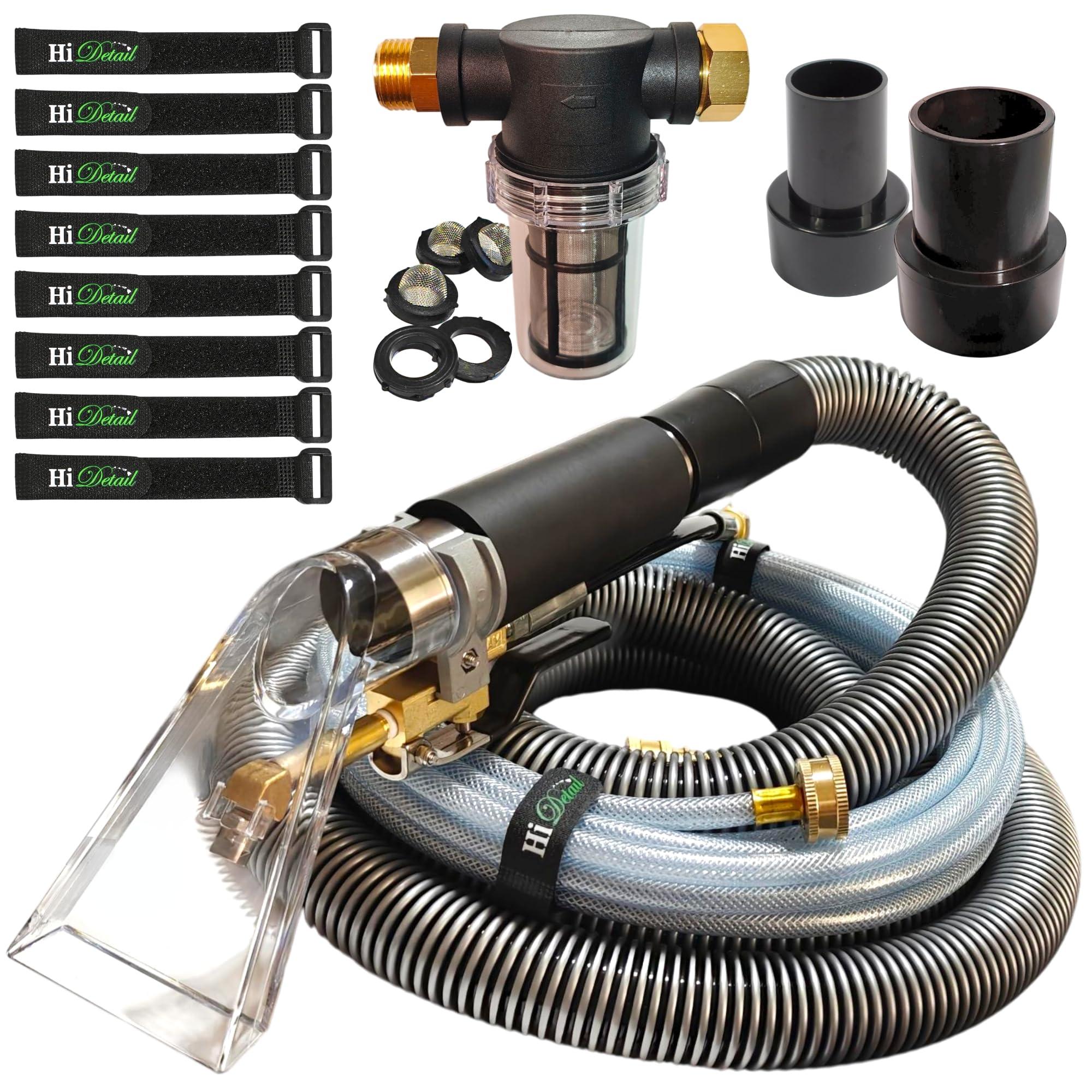 HiDetail HiDetail Shop Vac Extractor Kit with Wand and Hose, Adapter Converts Vacuum to carpet & upholstery Extractor for auto detailing & home, large, silver/black, HIDV2