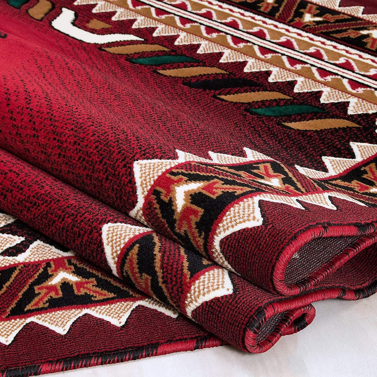 Champion Rugs Champion Rugs Navajo Aztec Arrows Native American Geometric Area Rug Red (5 Feet 3 Inch X 7 Feet 5 Inch)
