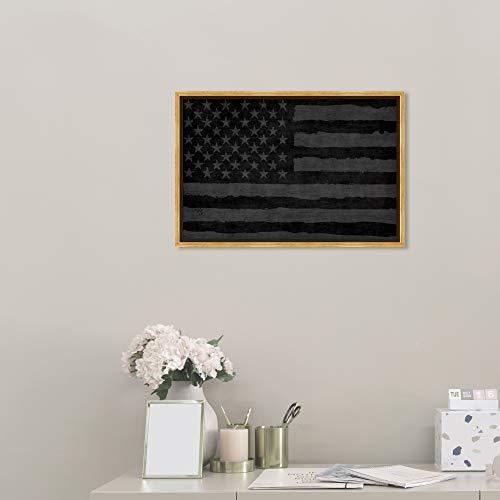Hatcher & Ethan Hatcher and Ethan Americana and Patriotic Wall Art Framed Canvas Prints \'Rocky Freedom US Flags Home Dcor, 24\" x 16\", Black, Gray