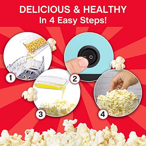 West Bend West Bend Air Crazy Popcorn Machine for Healthy Snacking with No Oil, 4-Quart, Blue
