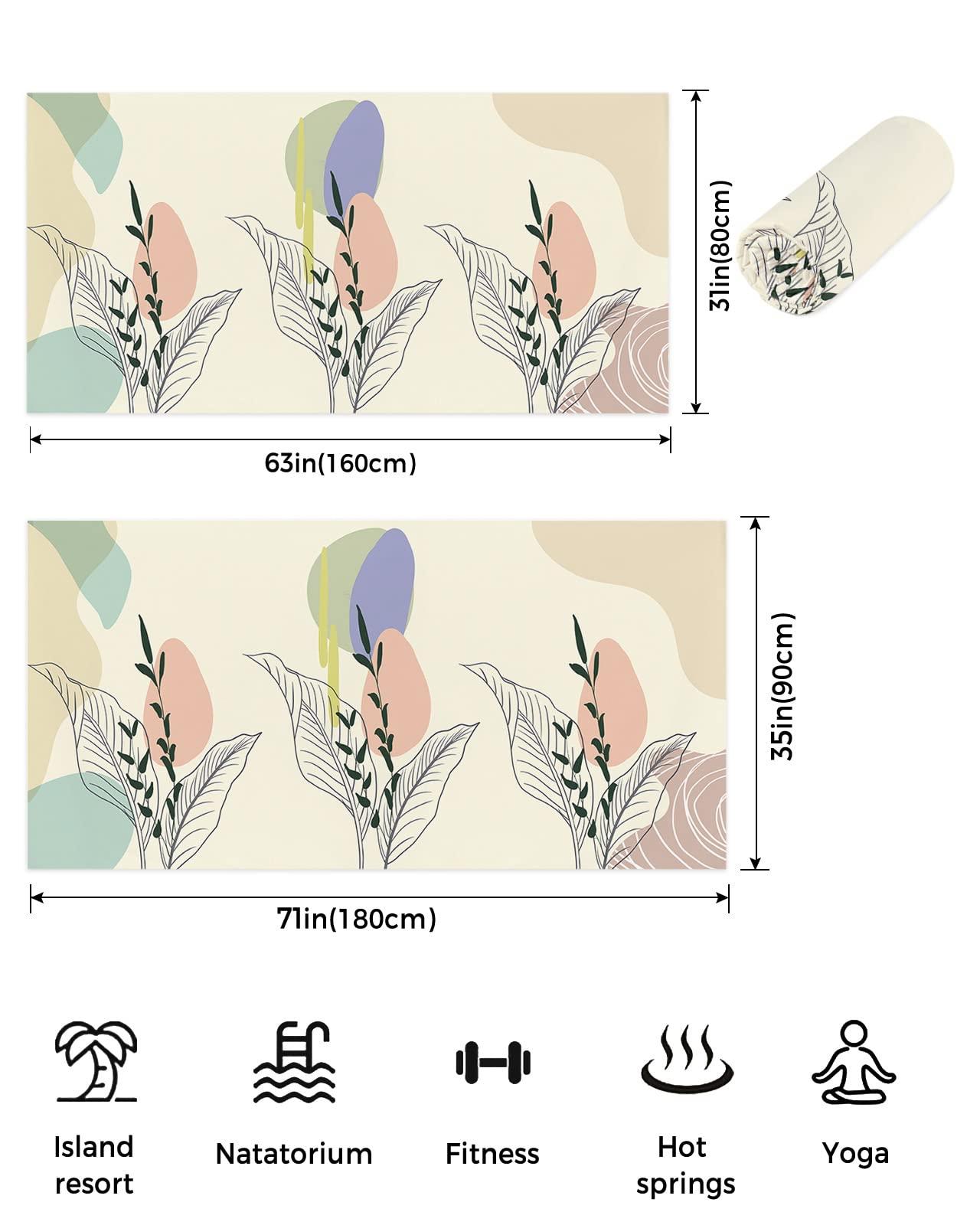 Chees D Zone Beach Towel Beach Blanket,Morandi Plant Painting Boho Style Beach Towels Quick Dry Sand Proof Oversized Towel,Abstract Modern Art Bath Towel Microfiber Travel Towels for Beach/Pool 35x71in