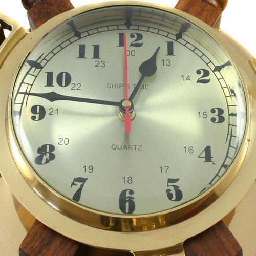 Urban Designs Urban Designs Nautical Captain's Ship Wheel Porthole Wall Mounted Clock, 26"