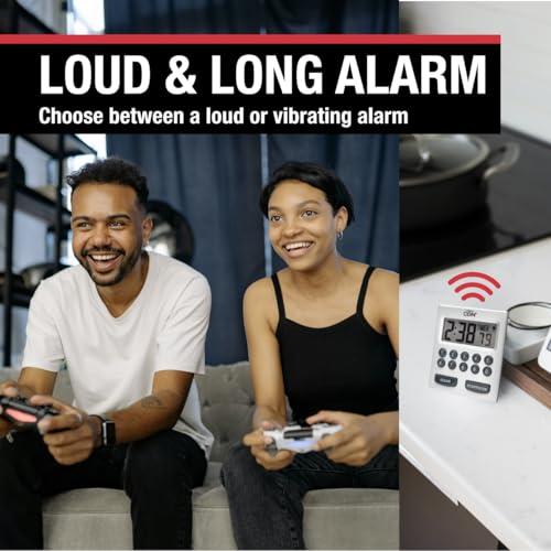 CDN CDN Direct Entry 2- Alarm Digital Kitchen Timer | Counts Up & Down, 10 Hours by Hours, Minutes & Seconds, Big Digit, Loud & Long Audio/Vibrate Alarm, Stand, Hang, Magnet Mounting - TM30