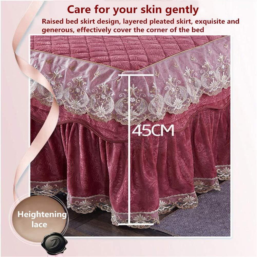 RUIDP RUIDP Bed Skirt Crystal Velvet Lace Elastic Bed wrap Princess Bed Solid Color Polyester Abrasion Color Valance Sheets Double Fade Resistant Washable Abrasion resistantadam