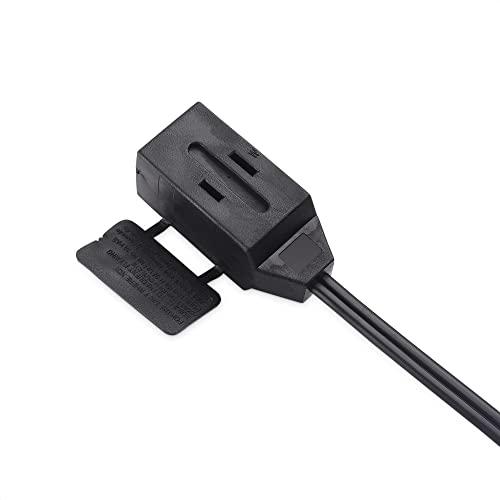 Cable Matters [UL Listed] Cable Matters 2-Pack 16 AWG 2 Prong Extension Cord 10 ft, 13A 3-Outlet Extension Cords with Tamper Guard, 13 Amp, 1625 Watts, Black