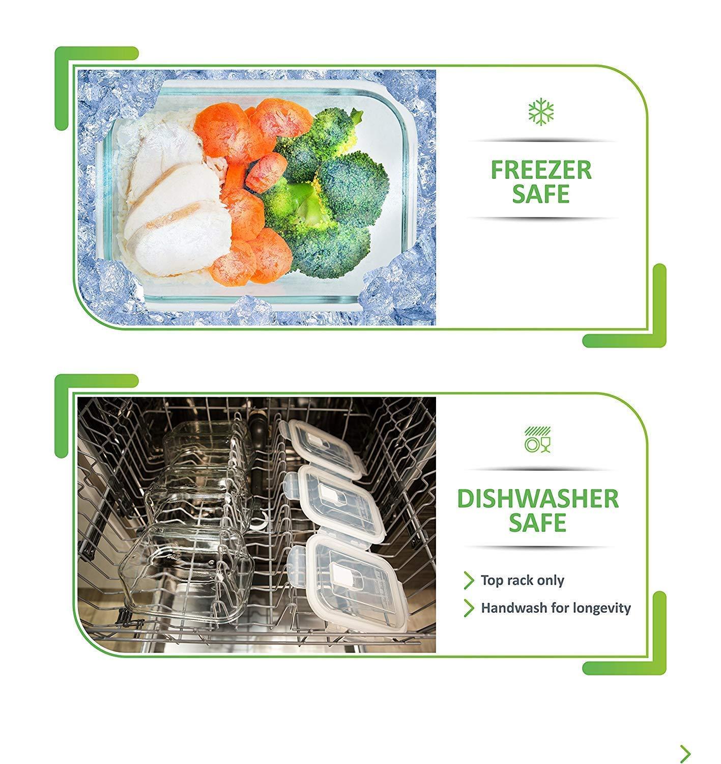 PrepNaturals PrepNaturals 5 Pack 30 Oz Glass Meal Prep Containers - Dishwasher Microwave Freezer Oven Safe - Glass Storage Containers with Lids (Multi-Compartment)