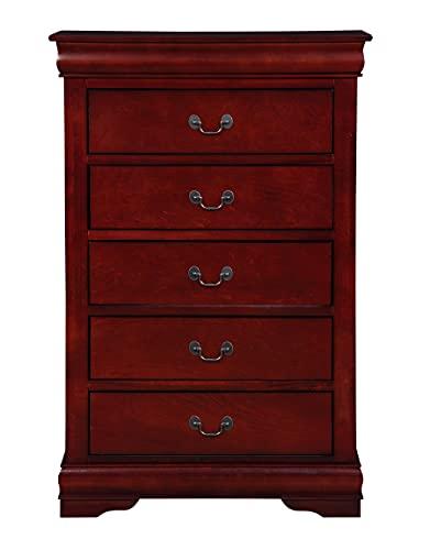 Acme Furniture Acme Louis Philippe 5-Drawer Wooden Chest in Cherry