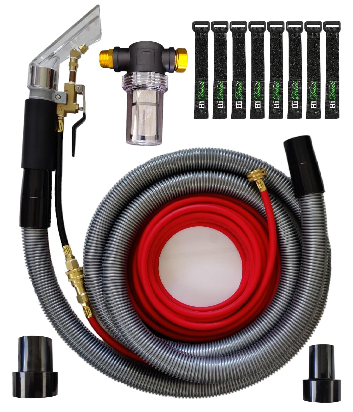 HiDetail HiDetail Shop Vac Extractor Kit with Wand and Hose, Adapter Converts Vacuum to carpet & upholstery Extractor for auto detailing & home, large, silver/black, HIDV2