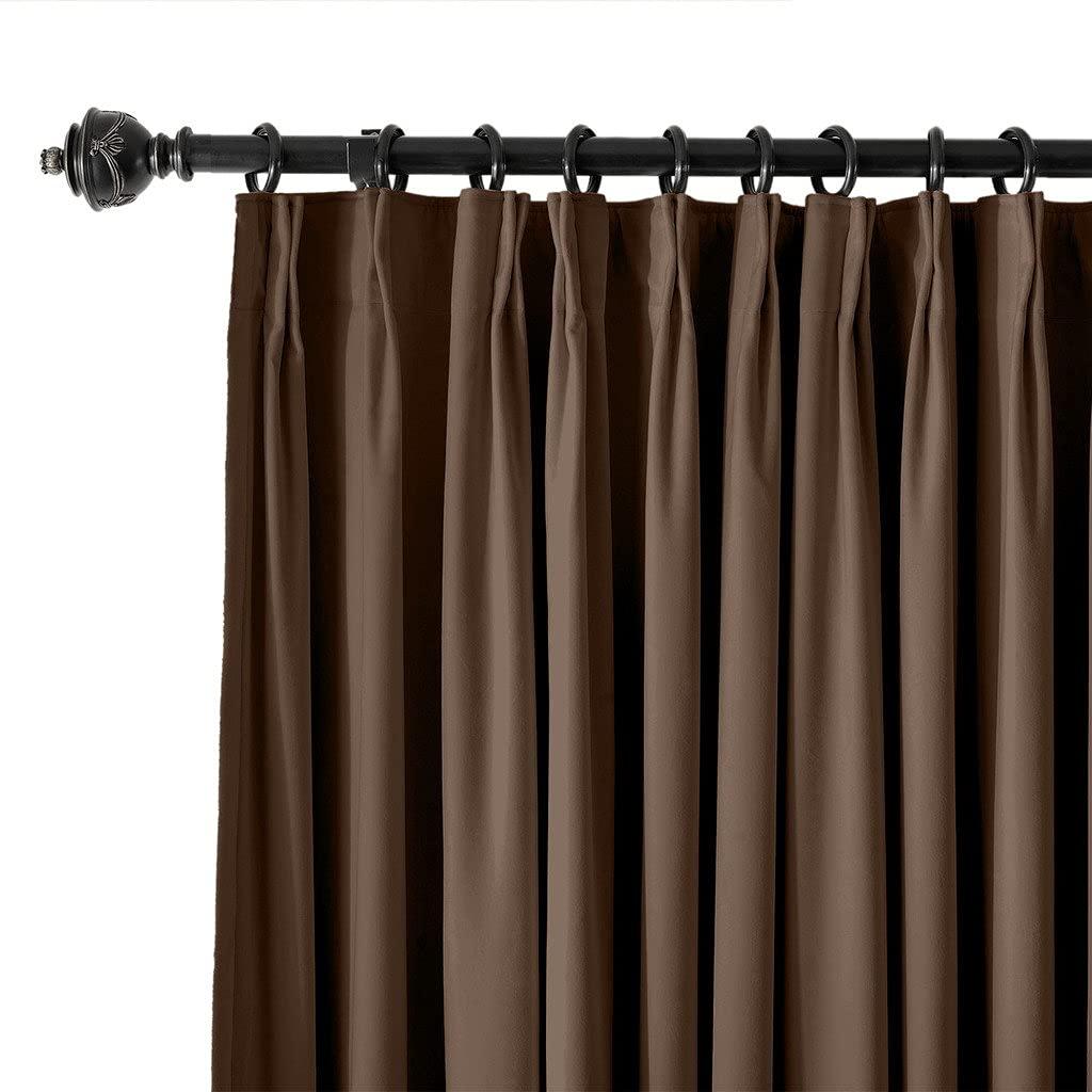 EcoDrapes Double Pinch Pleat Blackout 2 Story Window Extra Long Curtains Draperies (Coffee 150 Inch Wide by 96 Inch Long- 1 Panel with Hook)