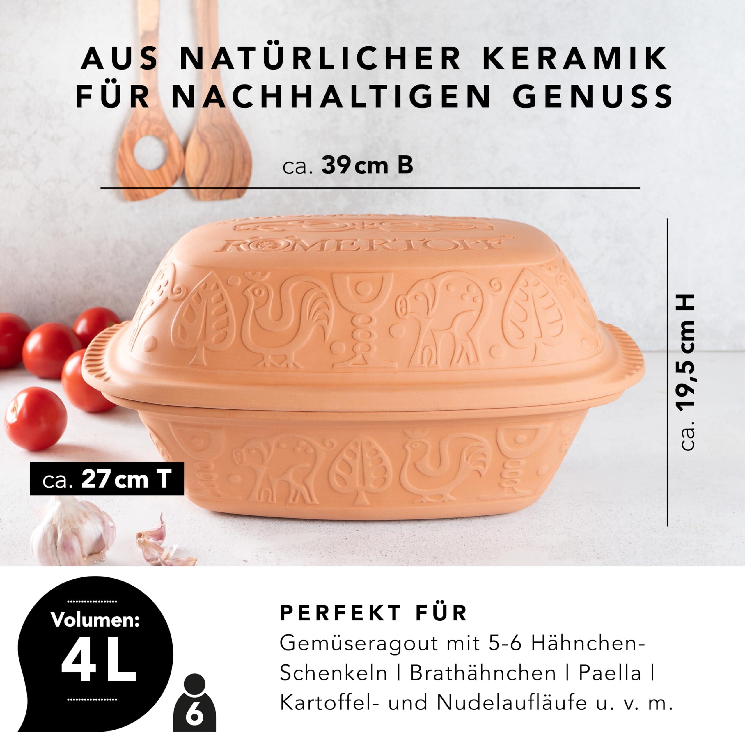 Romertopf Rmertopf 11305 Clay Roaster | Non-Stick Dutch Oven | Healthy Clay Pot Cooking | Clay Baker | Versatile Cooking Vessel - 4.2 Quart (4 Liters) For Up To 6 People