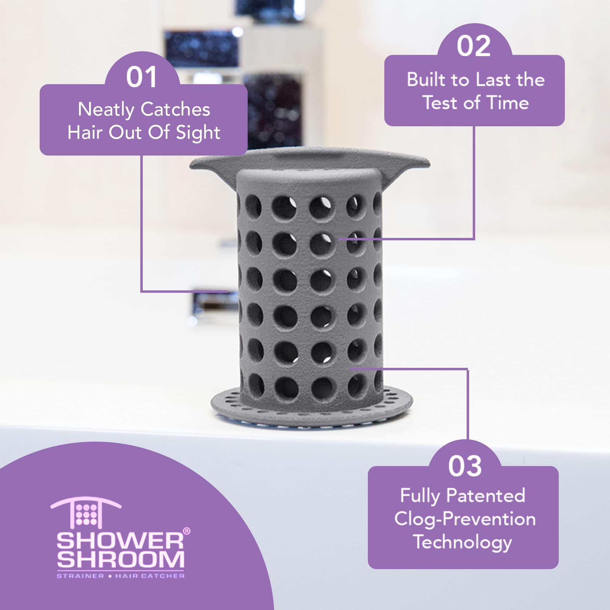 ShowerShroom ShowerShroom the Revolutionary 2\" Stand-Up Shower Stall Drain Protector Hair Catcher/Strainer, Gray , 1 Count ( Pack of 1)