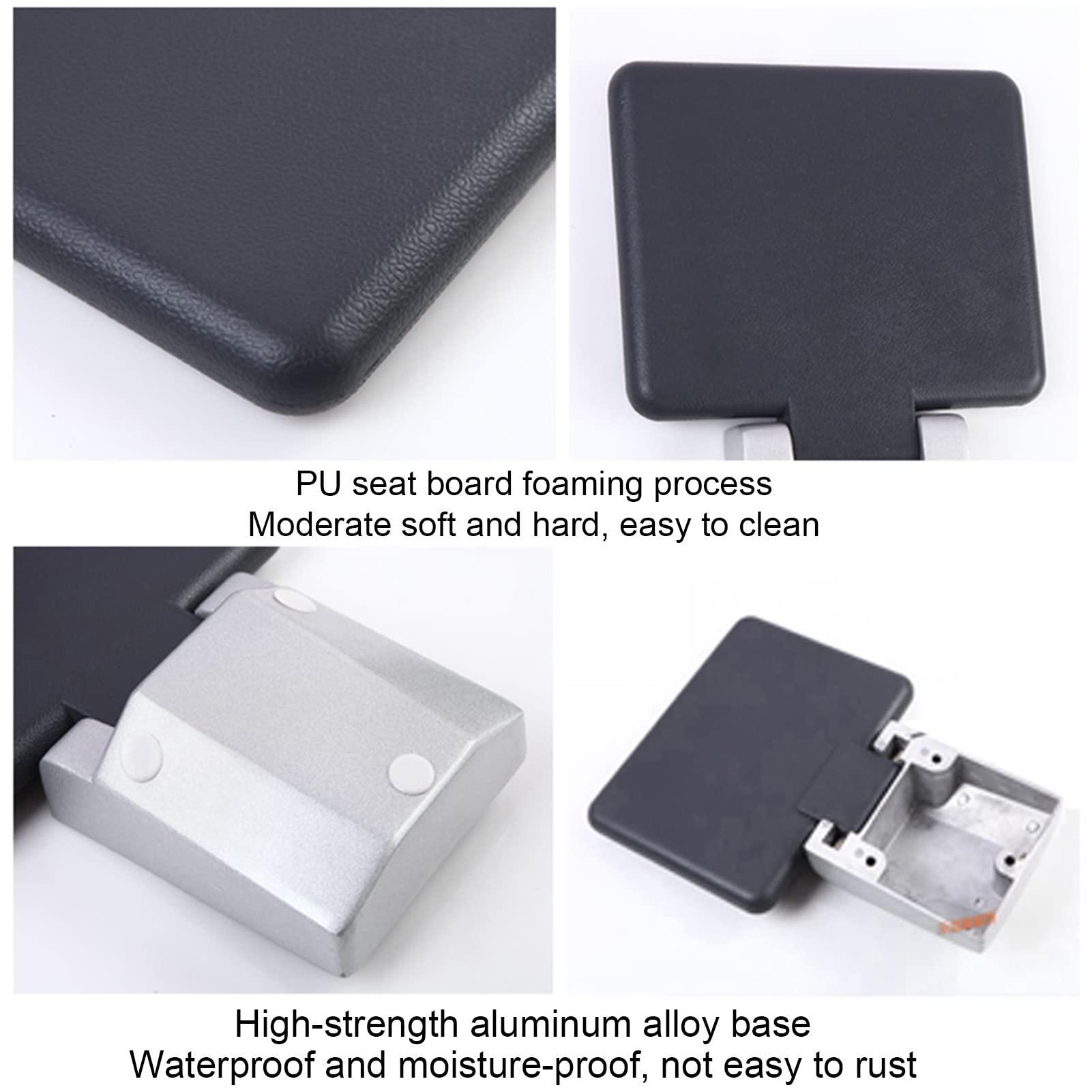 JKGHK Folding Shower Seat,Wall-Mounted Shower Stool,Folding Wall Stool Chair,Handicapped/Elderly Foldable Safety Bathroom Stool,Space-Saving Instead of Shower Stool,Storage Weight 130kg (Color : Round)