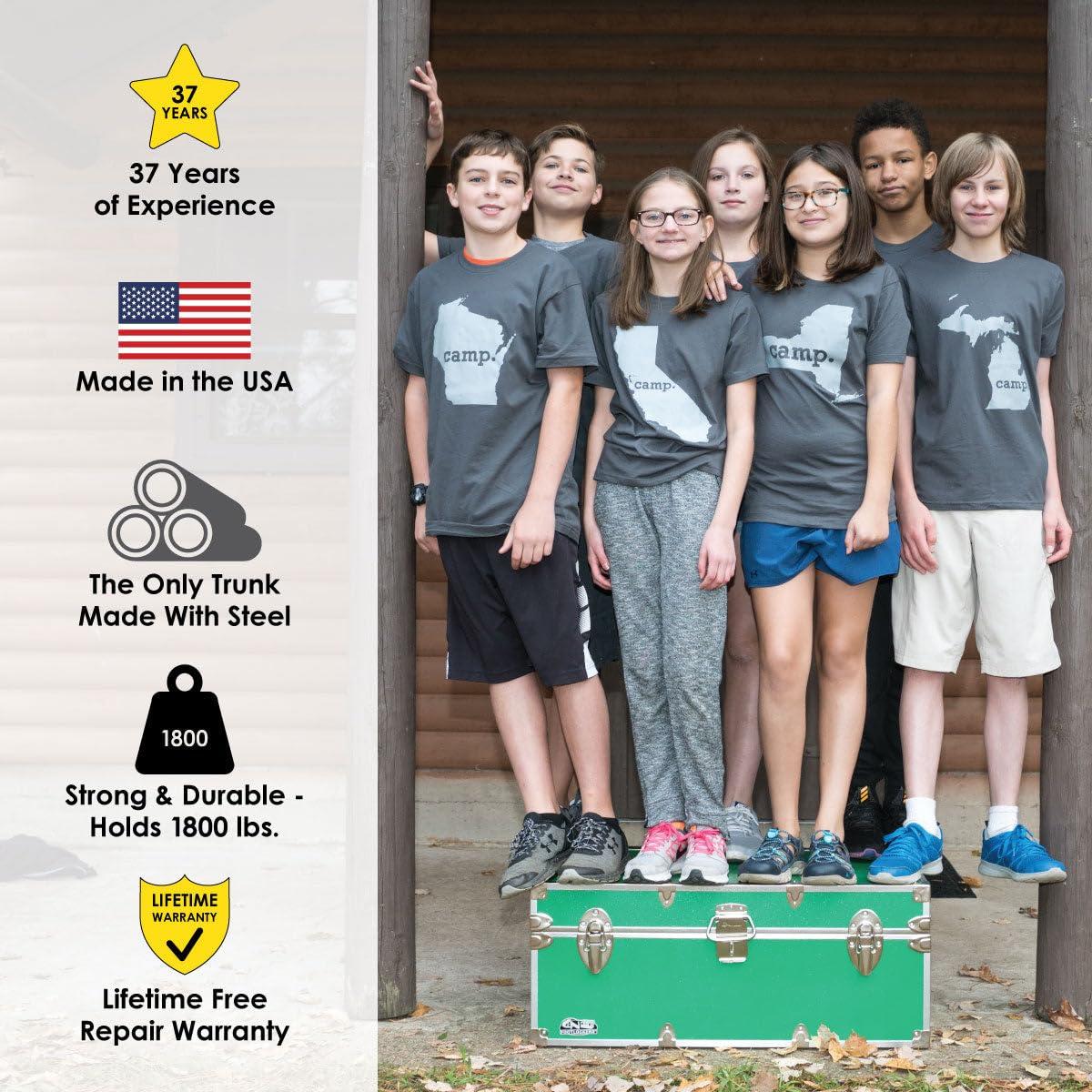 C&N Footlockers C&N Footlockers - XL Graduate Storage Trunk - Made in the USA - STEEL Footlocker for College Dorm Room & Summer Camp - 32 x 18 x 18.5 Inches (White)