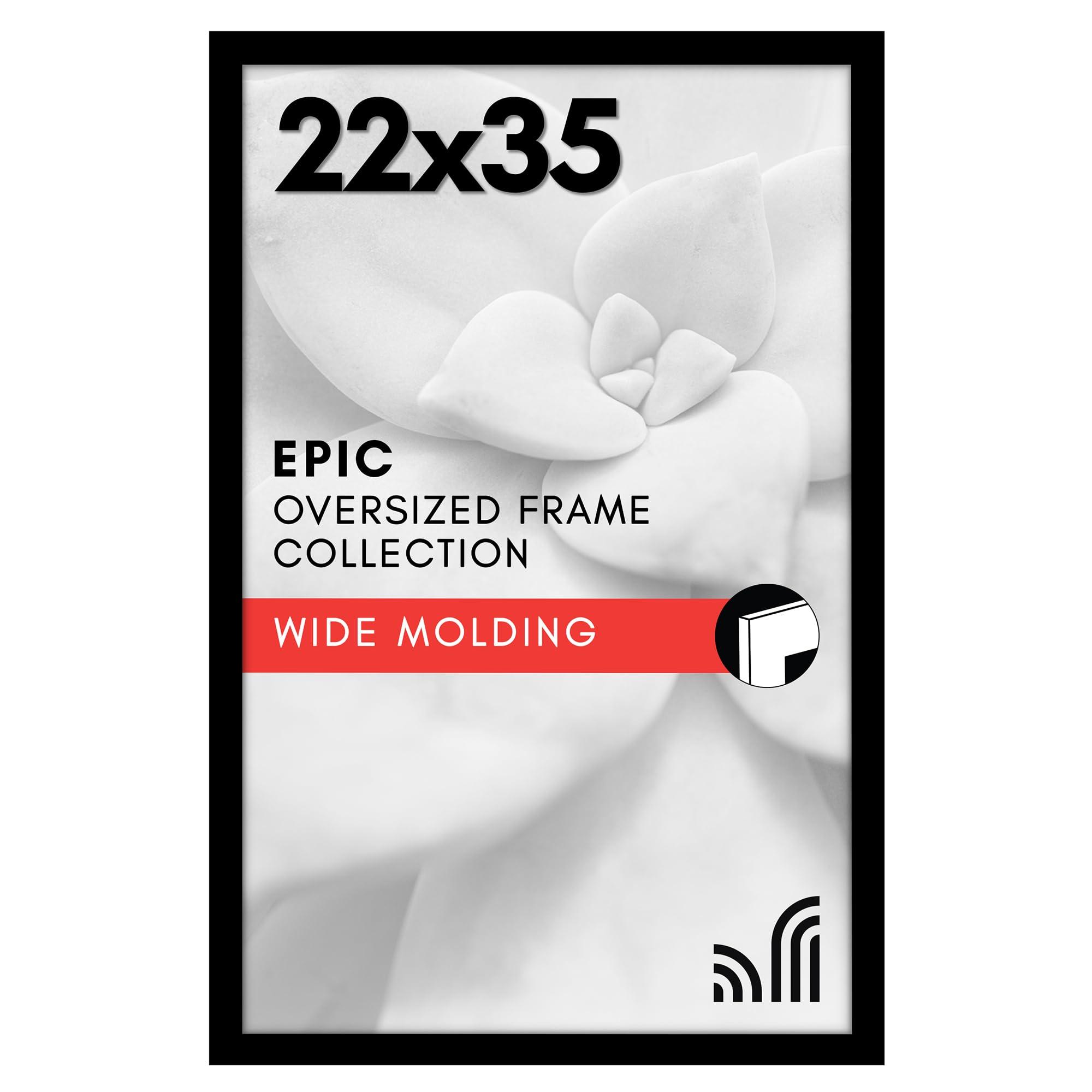 Americanflat Americanflat 22x35 Poster Frame with Polished Plexiglass - Black Picture Frame with Engineered Wood - Epic Collection - Wide Photo Frame for Wall Display
