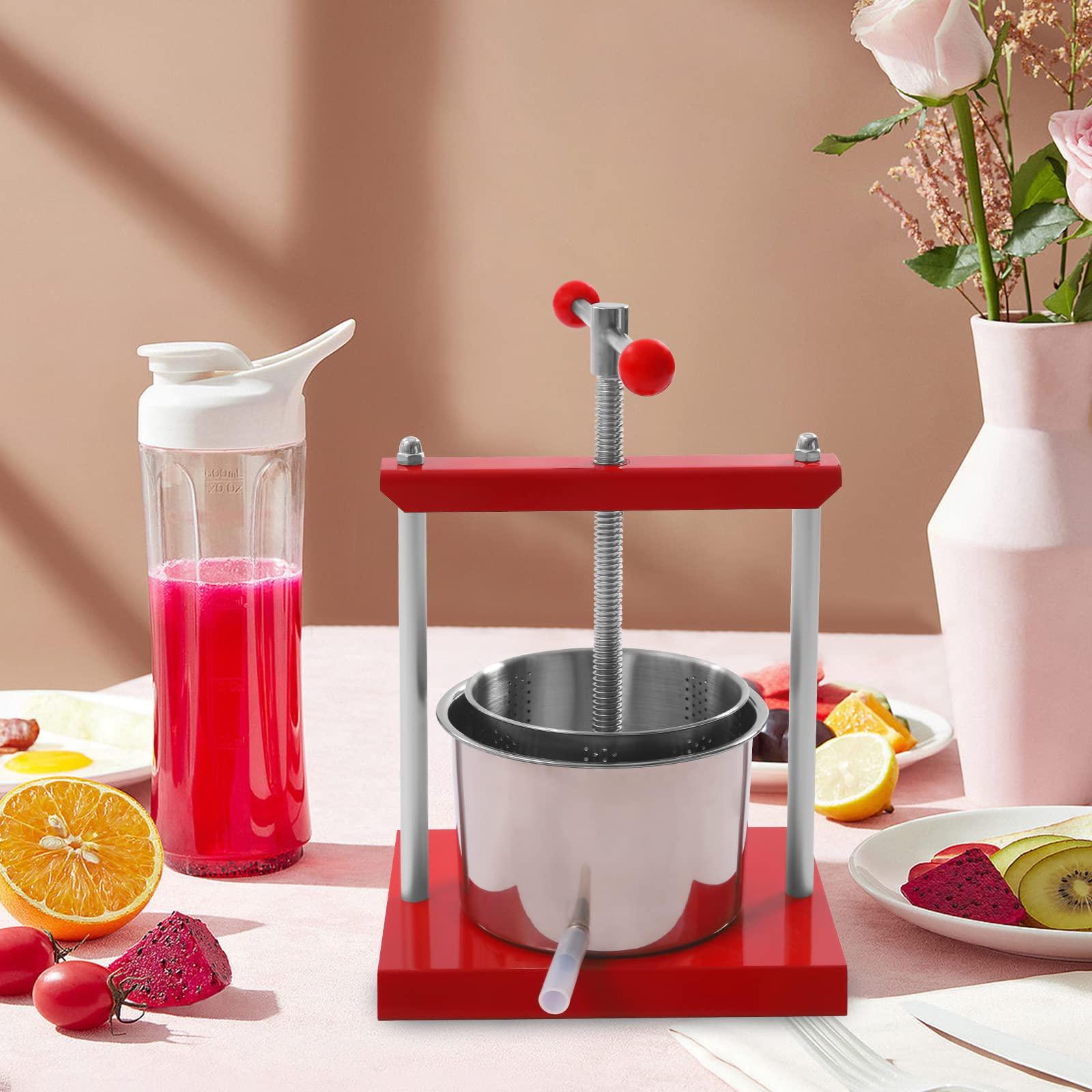 Eapmic 6L Fruit Press- New Version Larger 304 Stainless Steel Pressing Plate Fruit Crusher for Cider, Wine, Grape, Apple Press, For Apple Cider, Wine and Juice Making (6L)