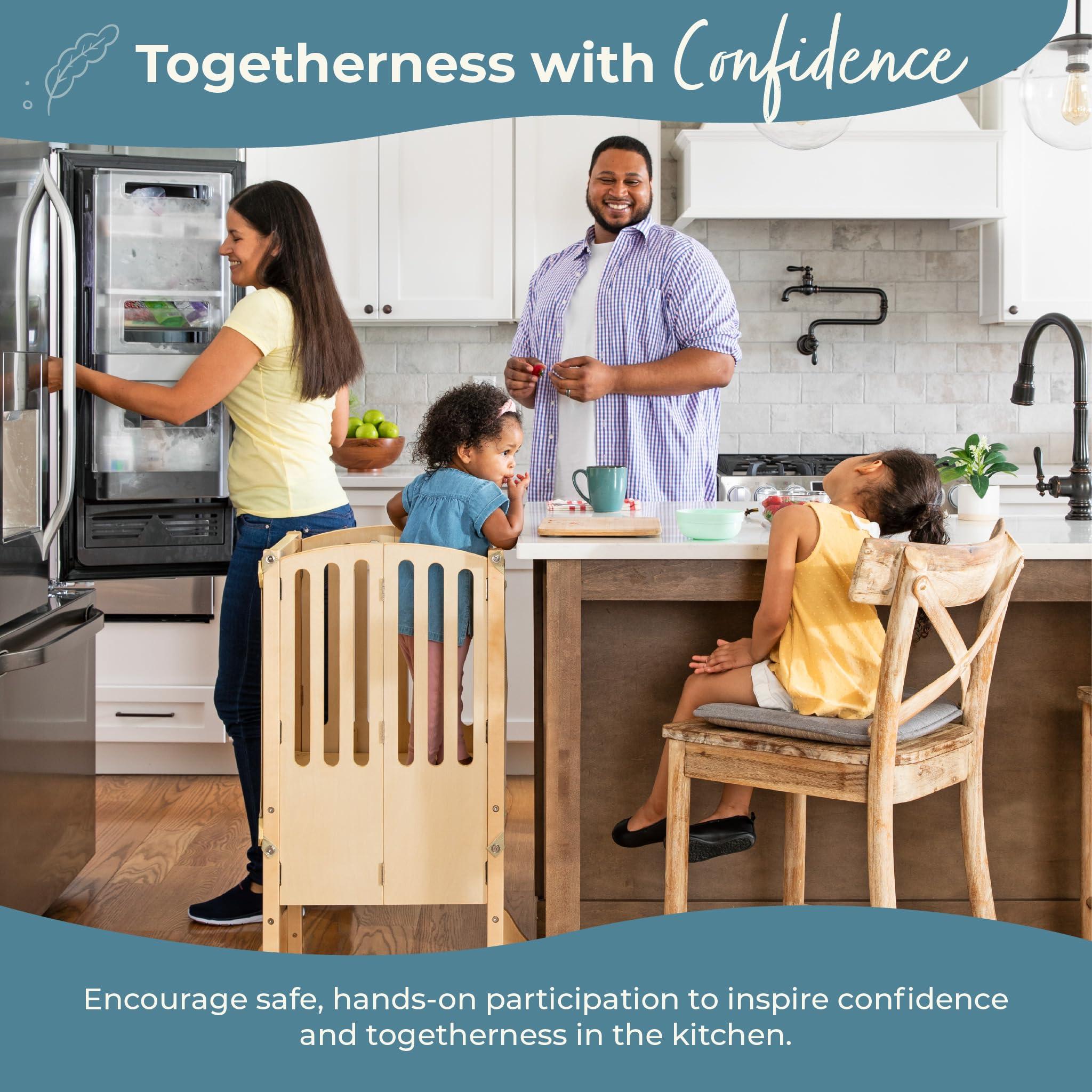 Guidecraft Guidecraft Contemporary Kitchen Helper Toddler Tower - Limited Edition Pink. Original Folding Montessori Learning Step Stool with Safety Nets