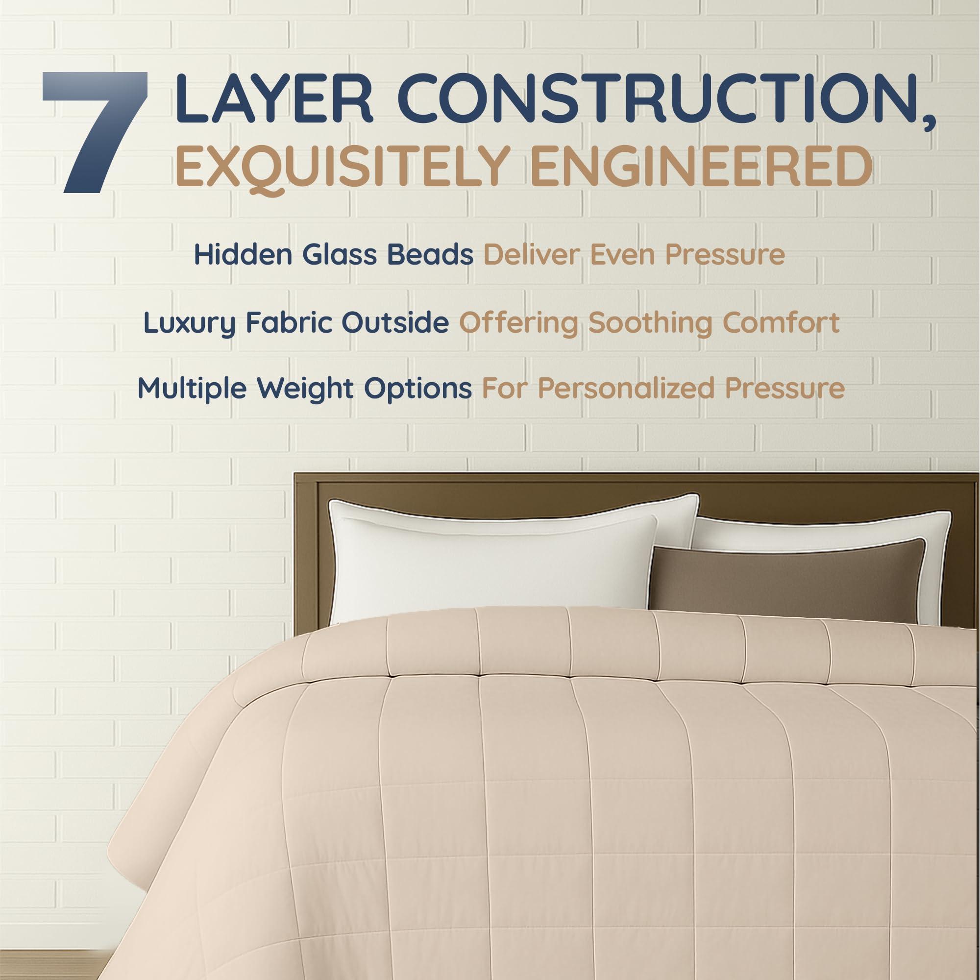 HomeSmart Products HomeSmart Products 30lbs Weighted Blanket King Size - Light Khaki Color - Ultra Soft Fabric - Beige Tan Taupe