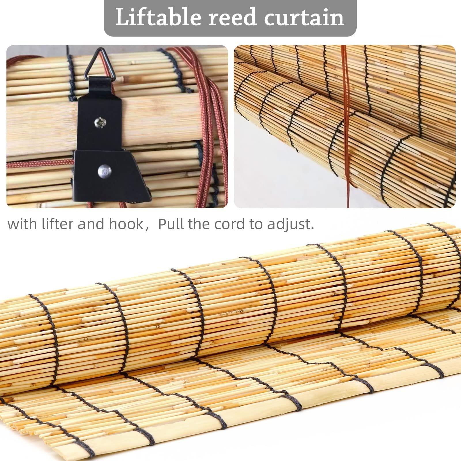 NURBAL Bamboo Blinds for Outdoor Patio, Retro Bamboo Shades, Blind Light Filtering Roller Shades, Natural Reed Roll Up Window Blind for Outdoor Indoor, Anti-UV, Window Dressing W54xH84(Inch) B