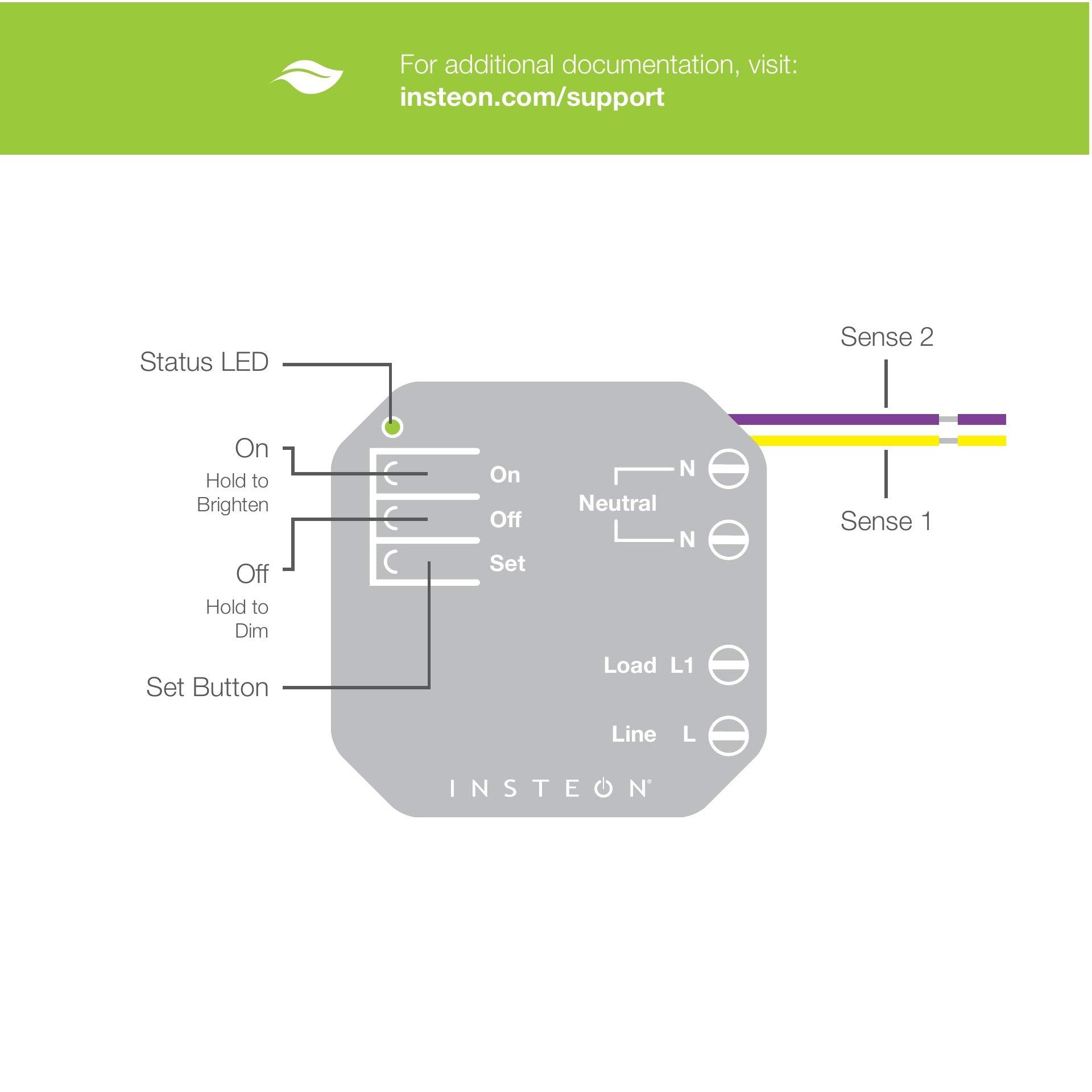 Insteon Insteon Micro Dimmer Switch Adapter, Inline Module, 2442-222 - Insteon Hub Required for Voice Control with Alexa & Google Assistant