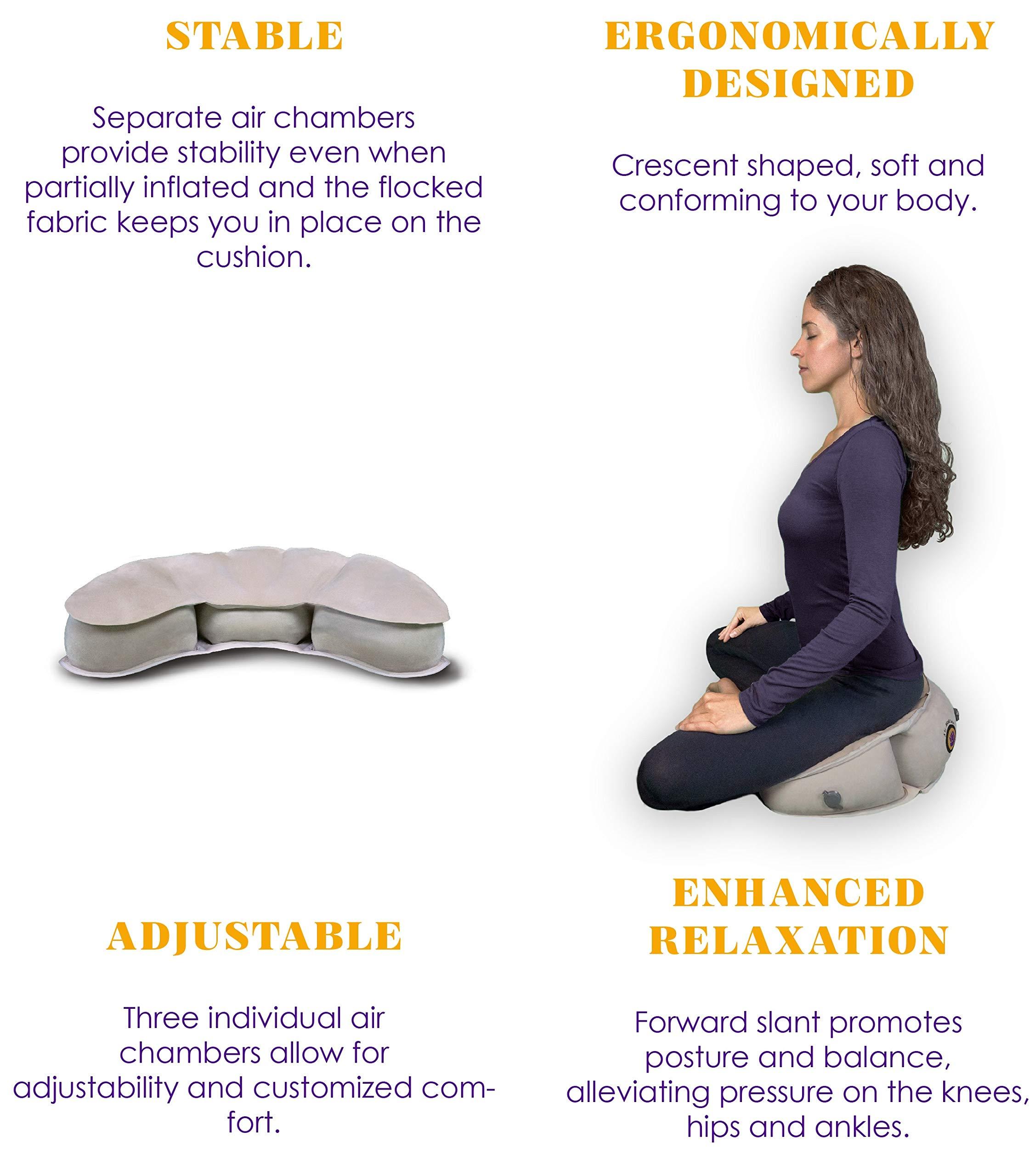 Mobile Meditator Air Meditator Inflatable Meditation Cushion and Travel Pillow Meditate on Air in Total Comfort with Adjustable Three-Chamber Design for Enhanced Posture and Portability, Maroon