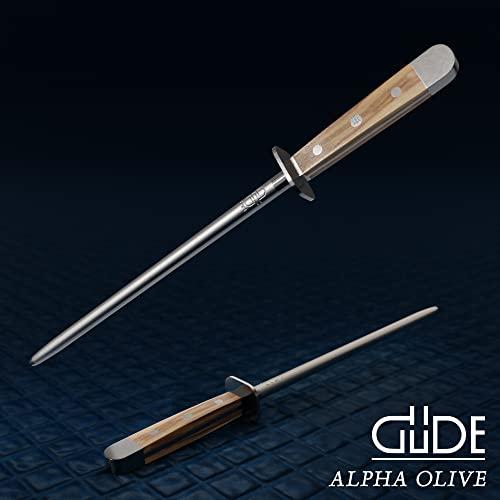Güde Güde Alpha Olive Series Hand Forged Hand Sharpened Stainless Steel Olive-Wood Handle Sharpener, 10-Inch