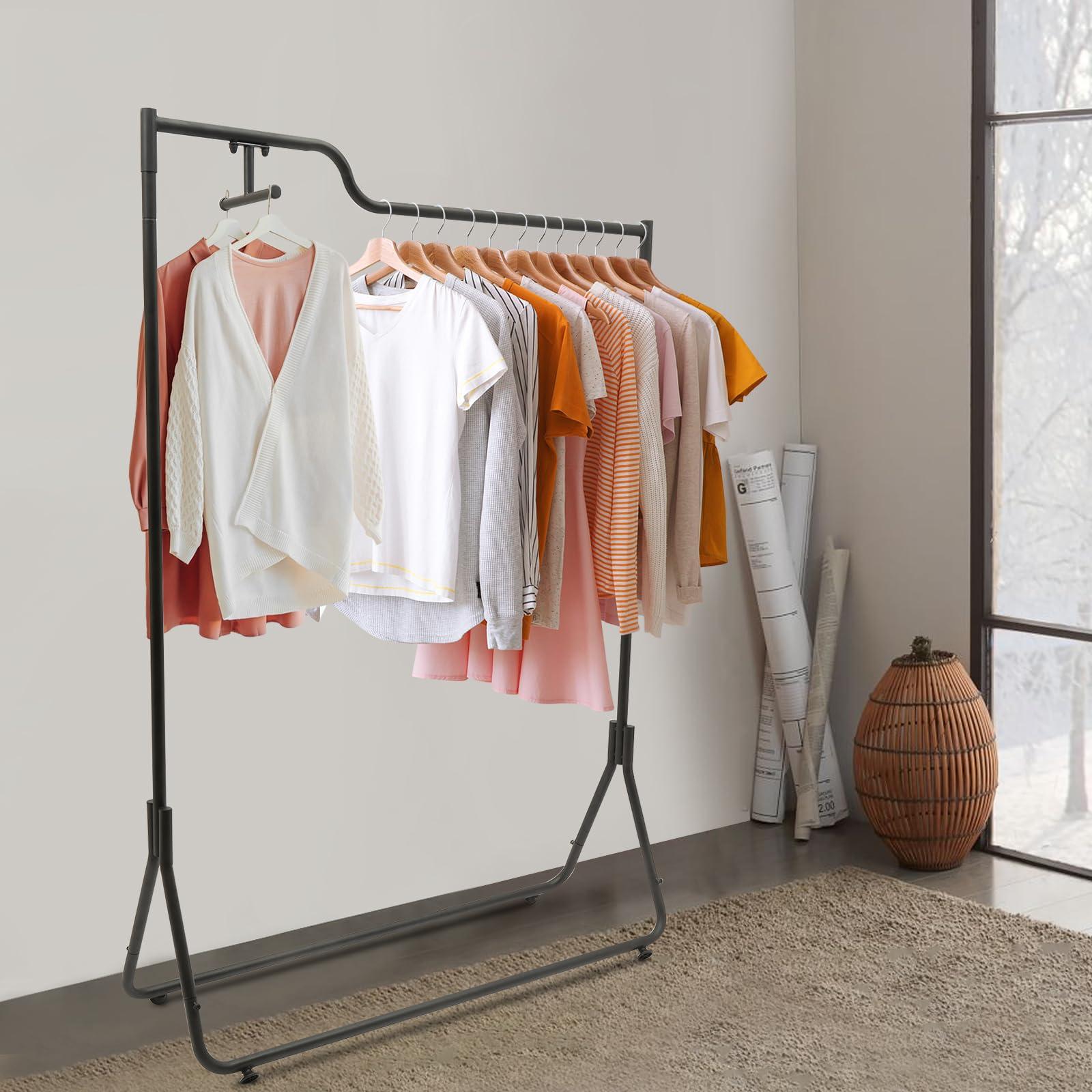 Vintoro Vintoro Modern Simple Garment Rack,Retail Display Clothing Rack,Single Rod Floor-Standing Hangers Clothes Shelves,Portable Commercial Grade Rack,for Hanging Clothes,Coats,Skirts,Shirts,Sweaters,Black
