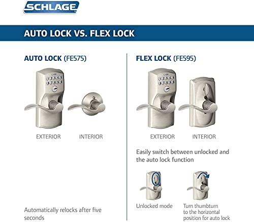 SCHLAGE SCHLAGE FE595 PLY 619 LAT Plymouth Keypad Entry with Latitude Lever Flex Lock, Satin Nickel