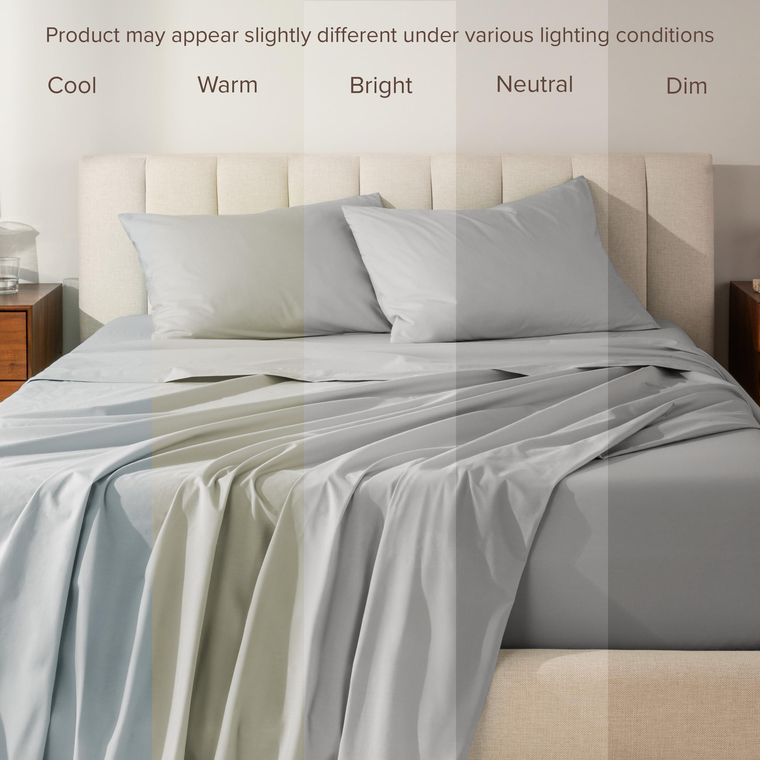 Bare Home Bare Home 100% Organic Cotton California King Sheet Set - Crisp Percale Weave - Cool, Breathable, and Hypoallergenic - Bedding Sheets & Pillowcase (California King, Light Grey)