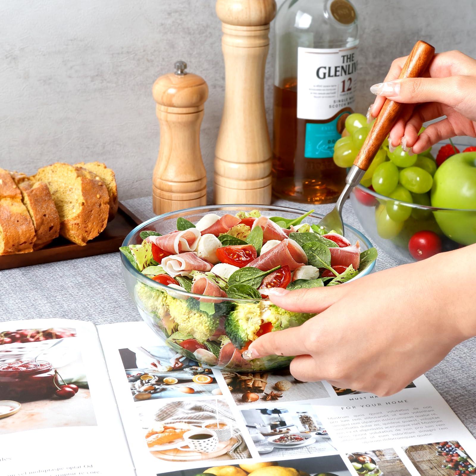 NUTRIUPS NUTRIUPS 7 Inch Medium Glass Prep Bowls, Tempered Glass Bowl Set of 4 Microwave and Oven Safe (7 inch, Set of 4)