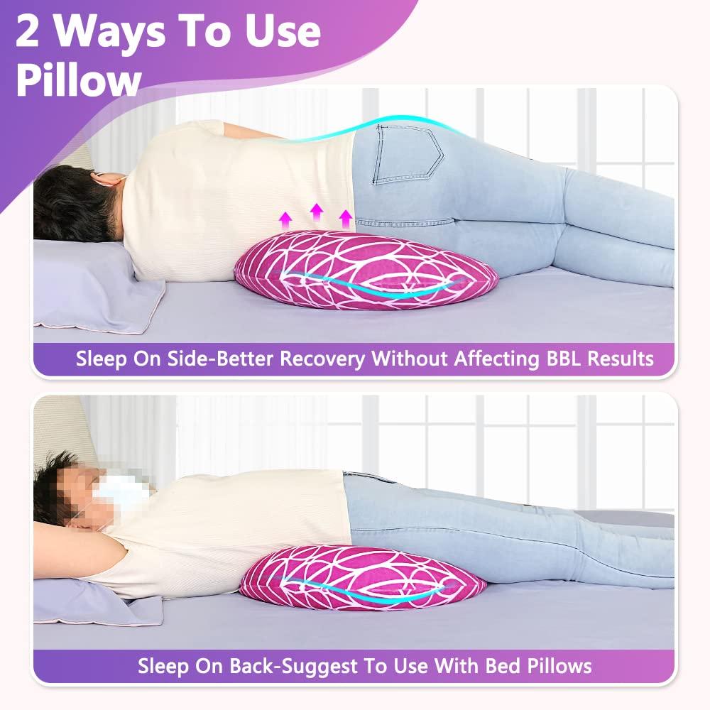 AOSSA AOSSA BBL Sleeping Pillow After Surgery, Booty Butt Pillow for Sitting, Brazilian Butt Lift Support Cushion, BBL Chair Bed Post Surgery Supplies Recovery Foam, Donut Lifting Seat Cushion (Pink)