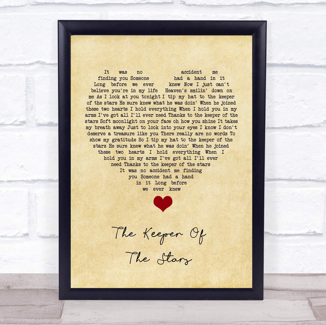 The Card Zoo The Keeper of The Stars Vintage Heart Song Lyric Quote Music Print